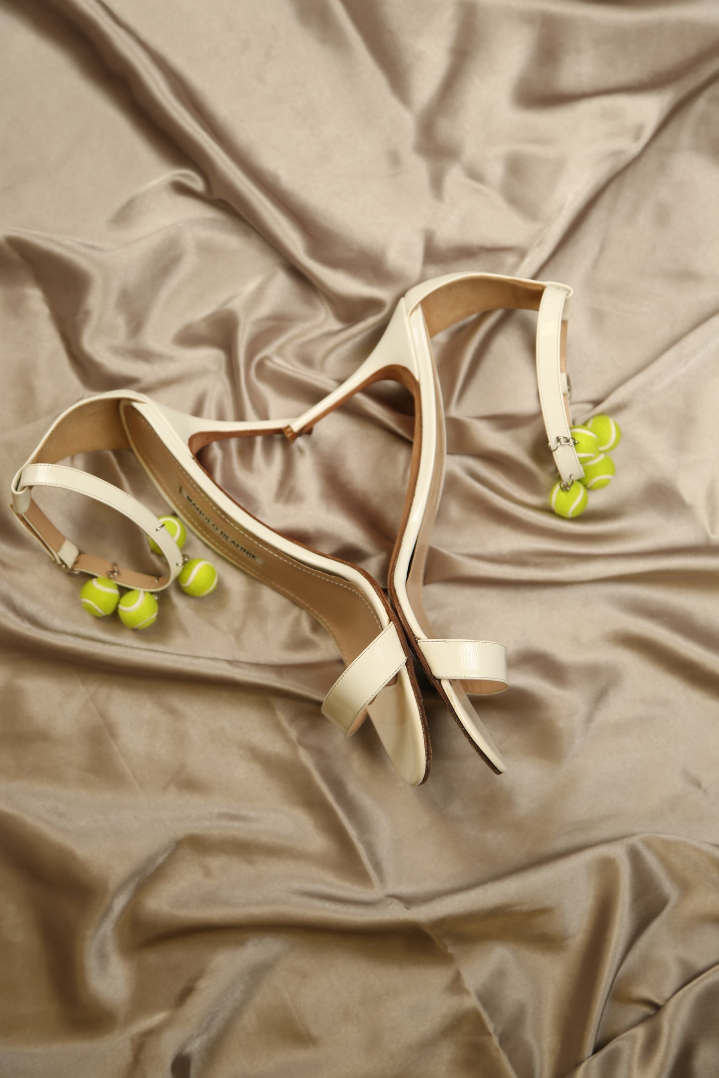 MANOLO BLAHNIK (Tennis) White Patent Leather Sandals