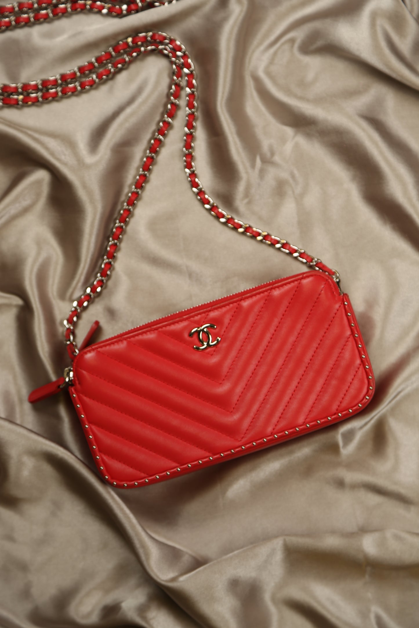 CHANEL Chevron Leather Crossbody Bag