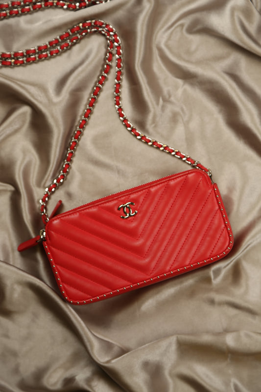 CHANEL Chevron Leather Crossbody Bag
