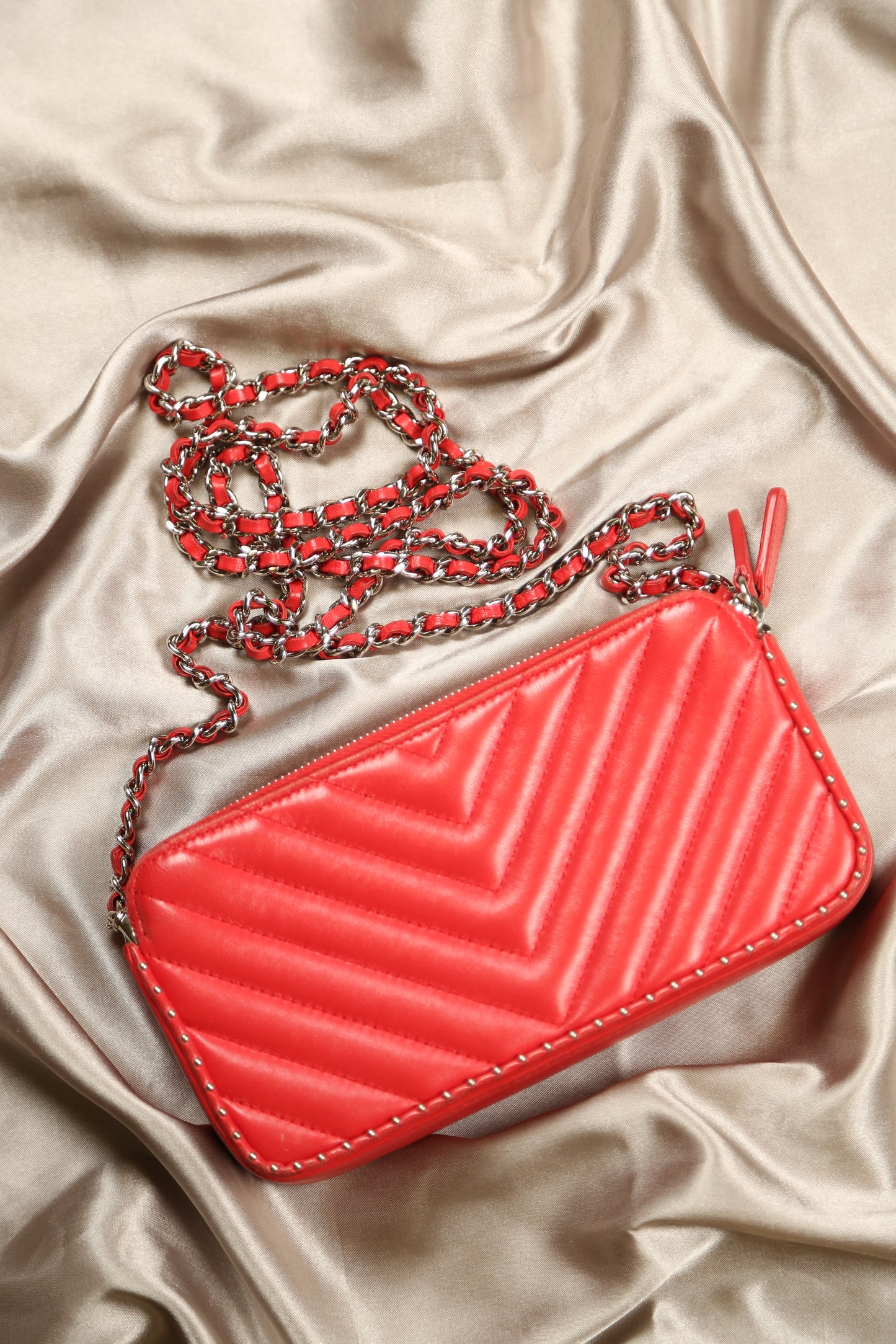CHANEL Chevron Leather Crossbody Bag