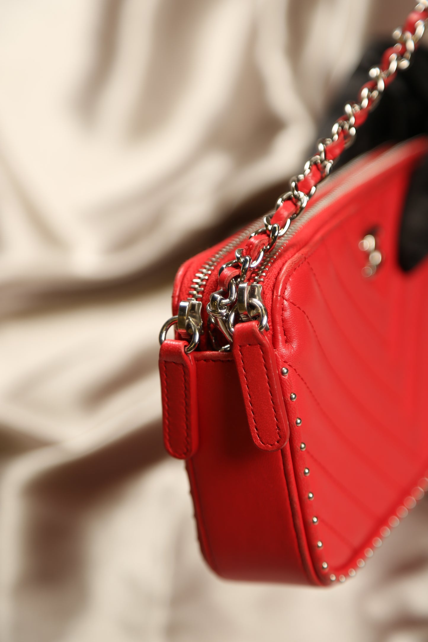 CHANEL Chevron Leather Crossbody Bag
