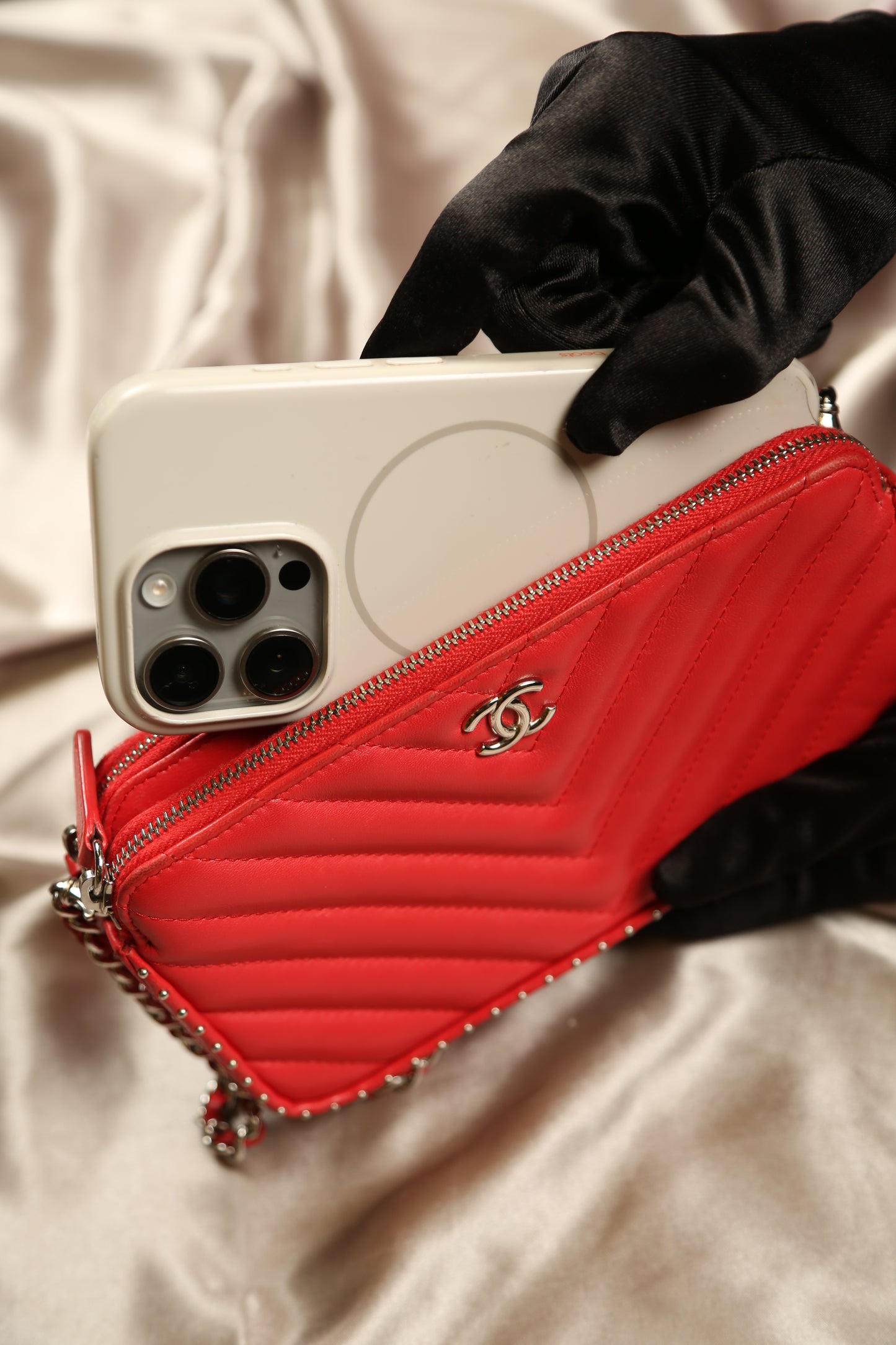 CHANEL Chevron Leather Crossbody Bag