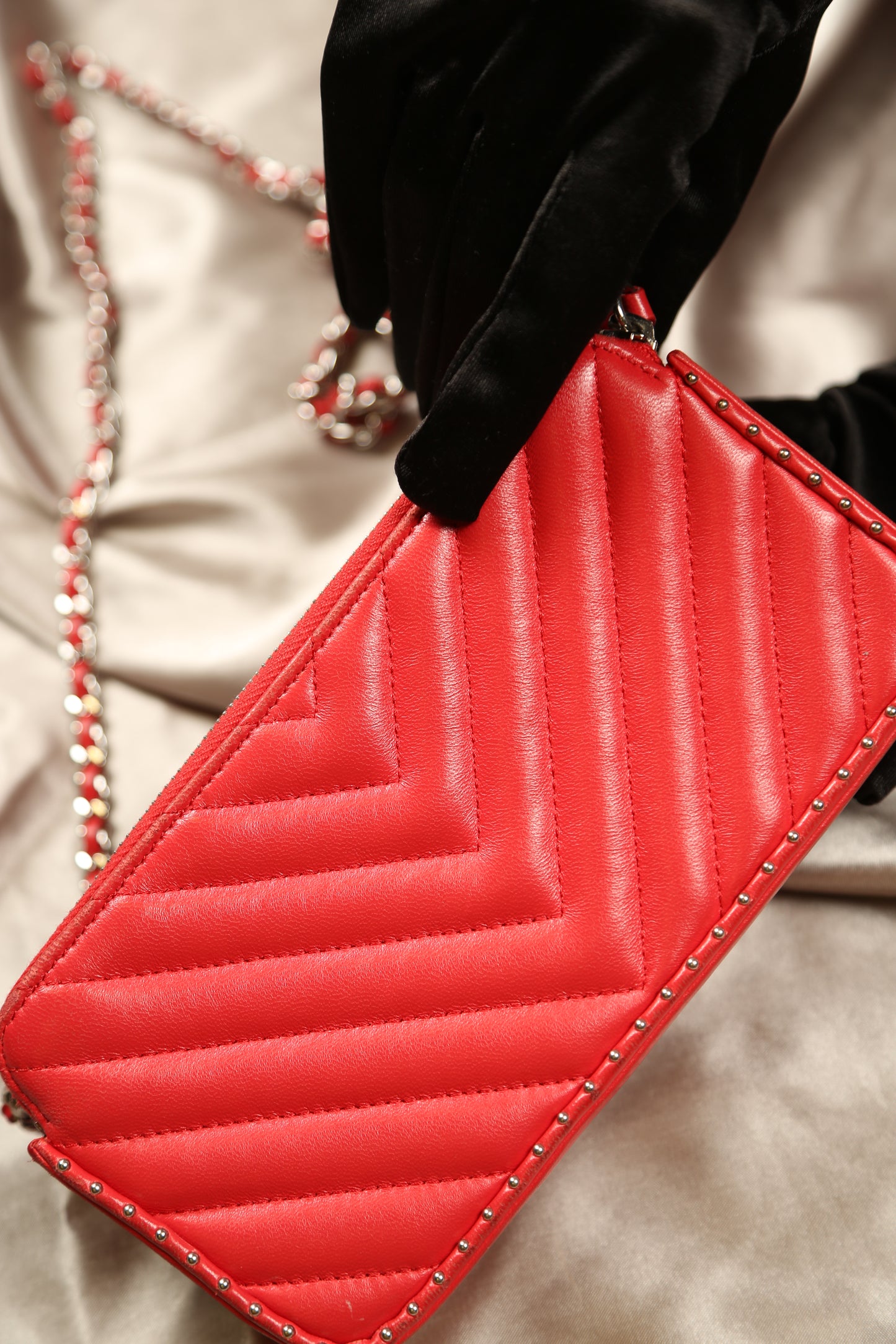 CHANEL Chevron Leather Crossbody Bag