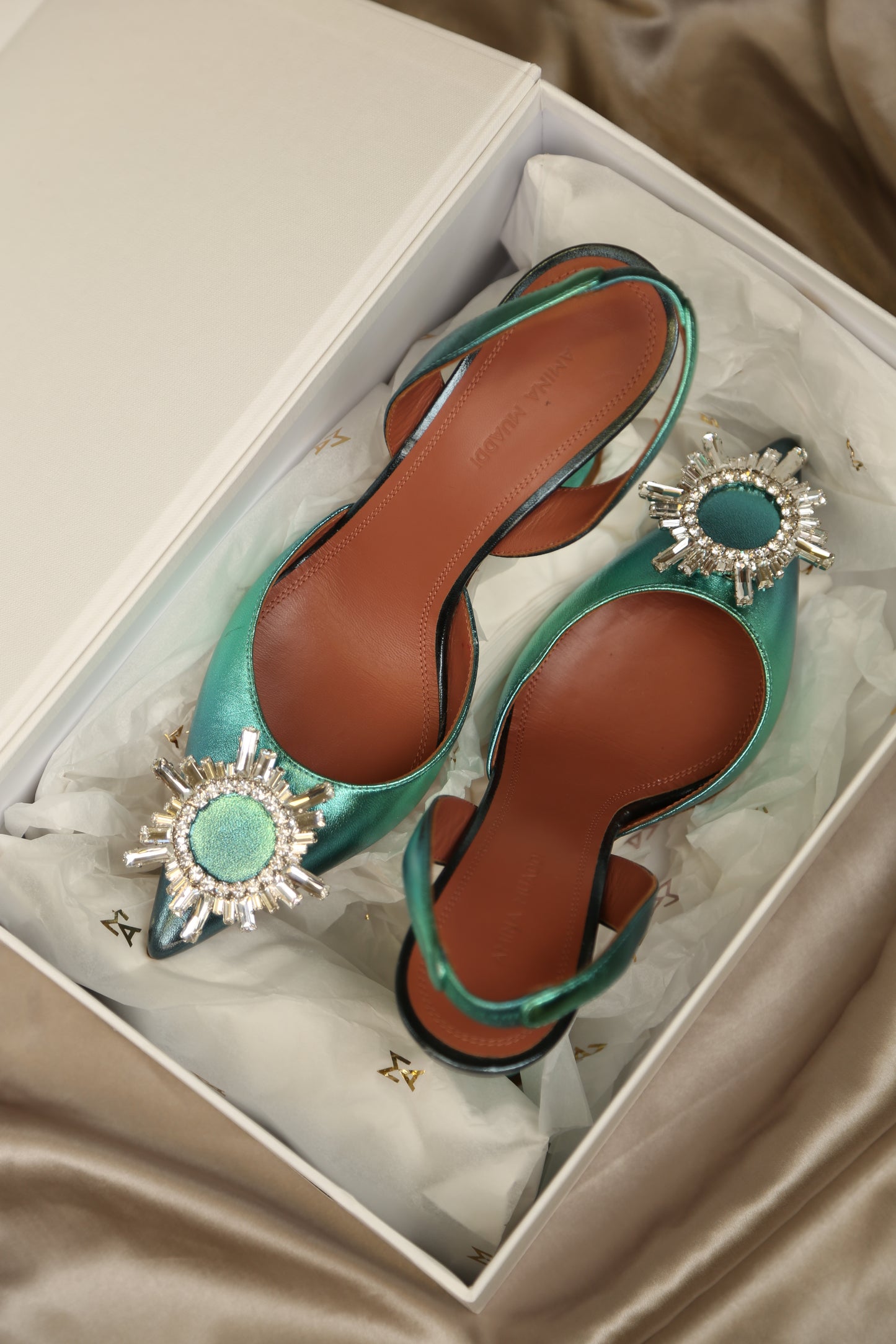 AMINA MUADDI Begum Metallic Slingbacks