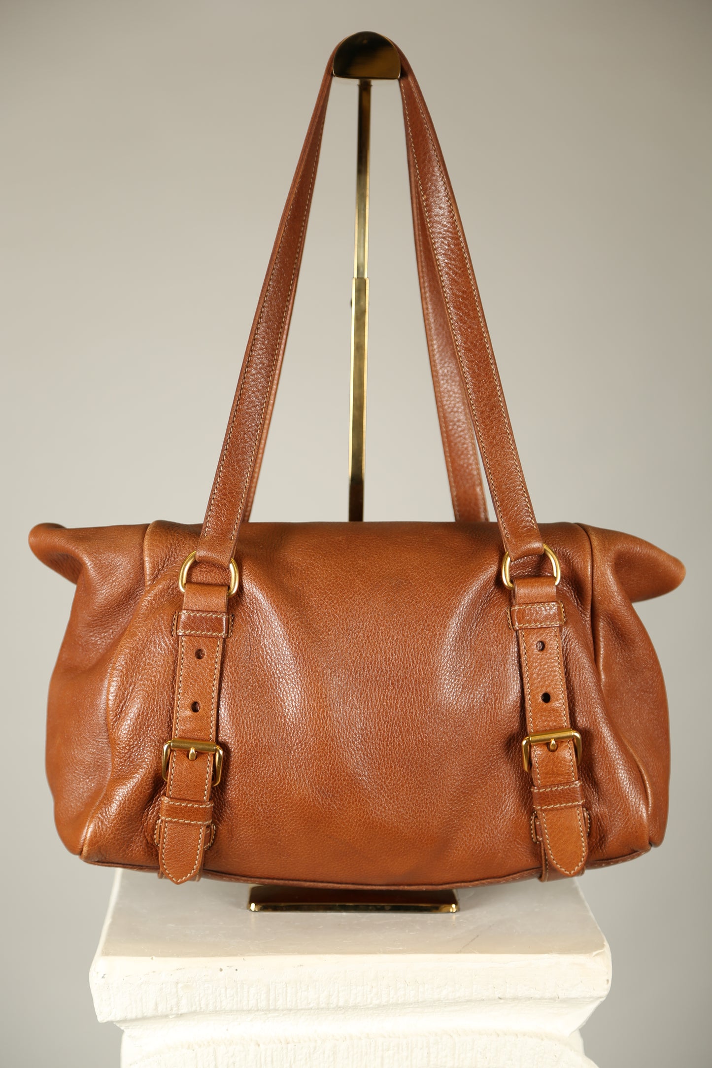 PRADA Cervo Brown Leather Shoulder bag