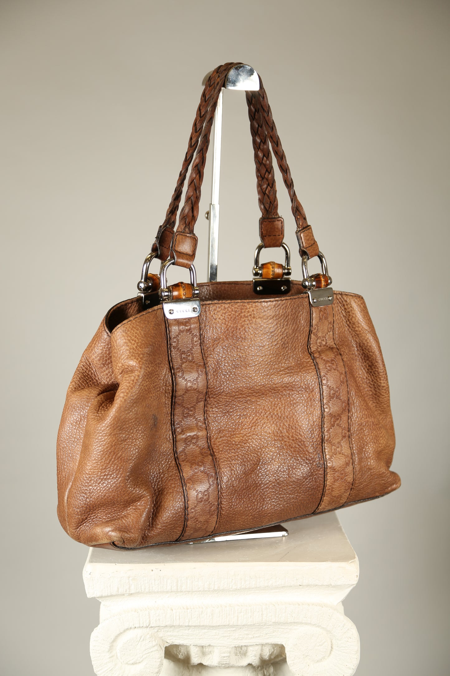GUCCI Brown Leather Shoulder Bag