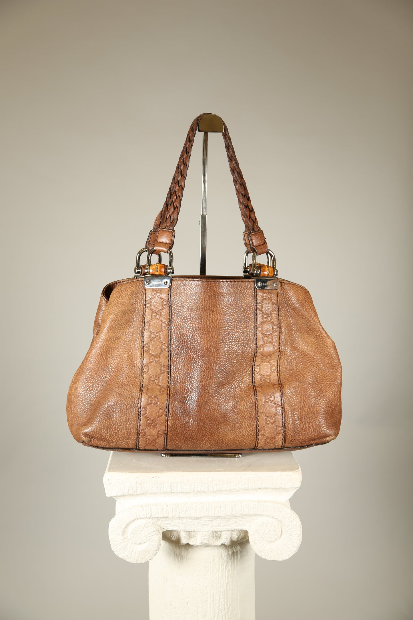 GUCCI Brown Leather Shoulder Bag