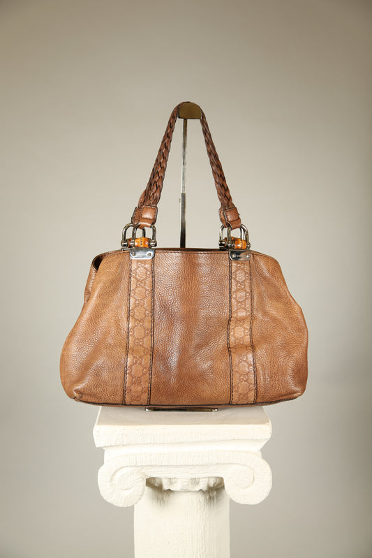 GUCCI Brown Leather Shoulder Bag