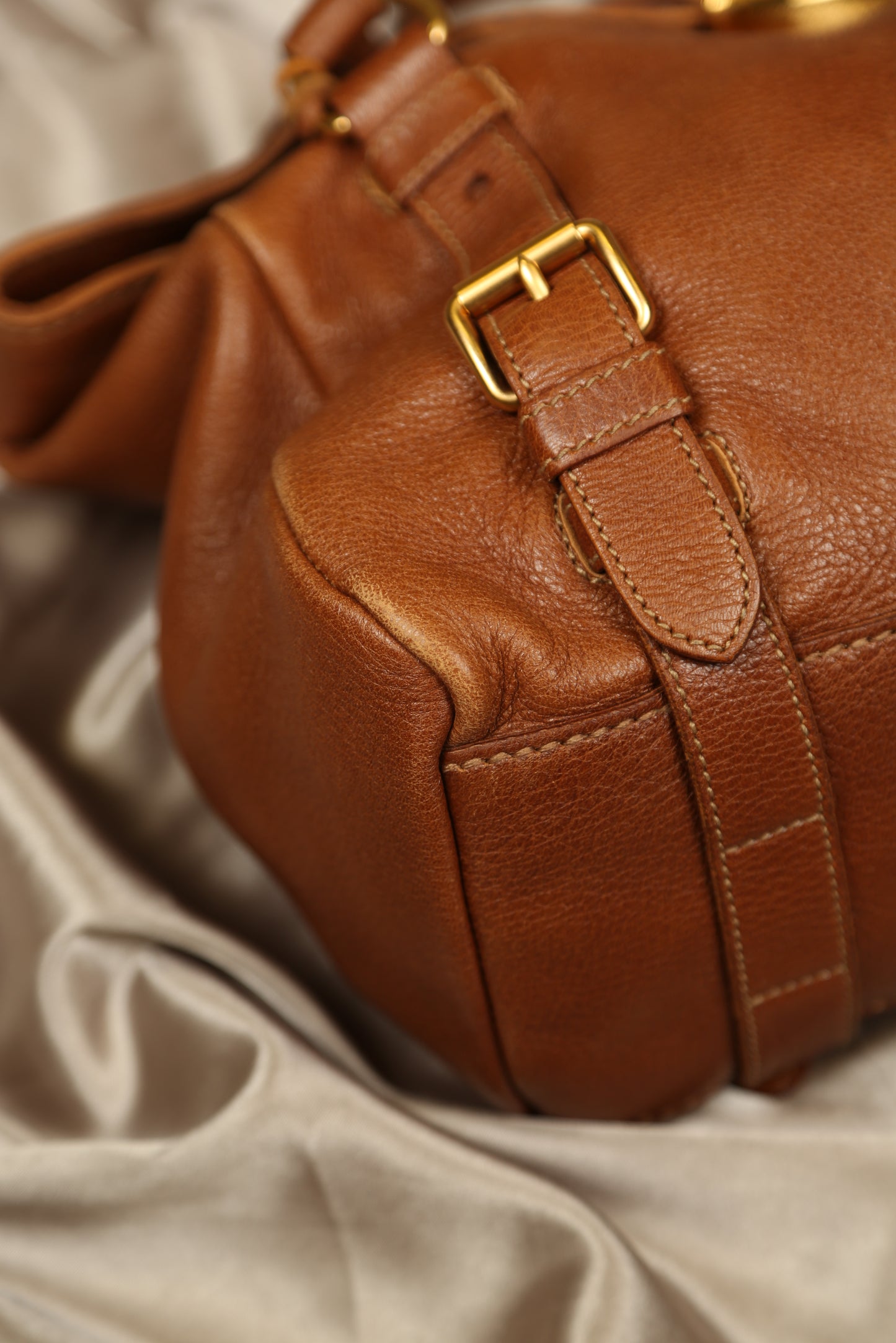 PRADA Cervo Brown Leather Shoulder bag