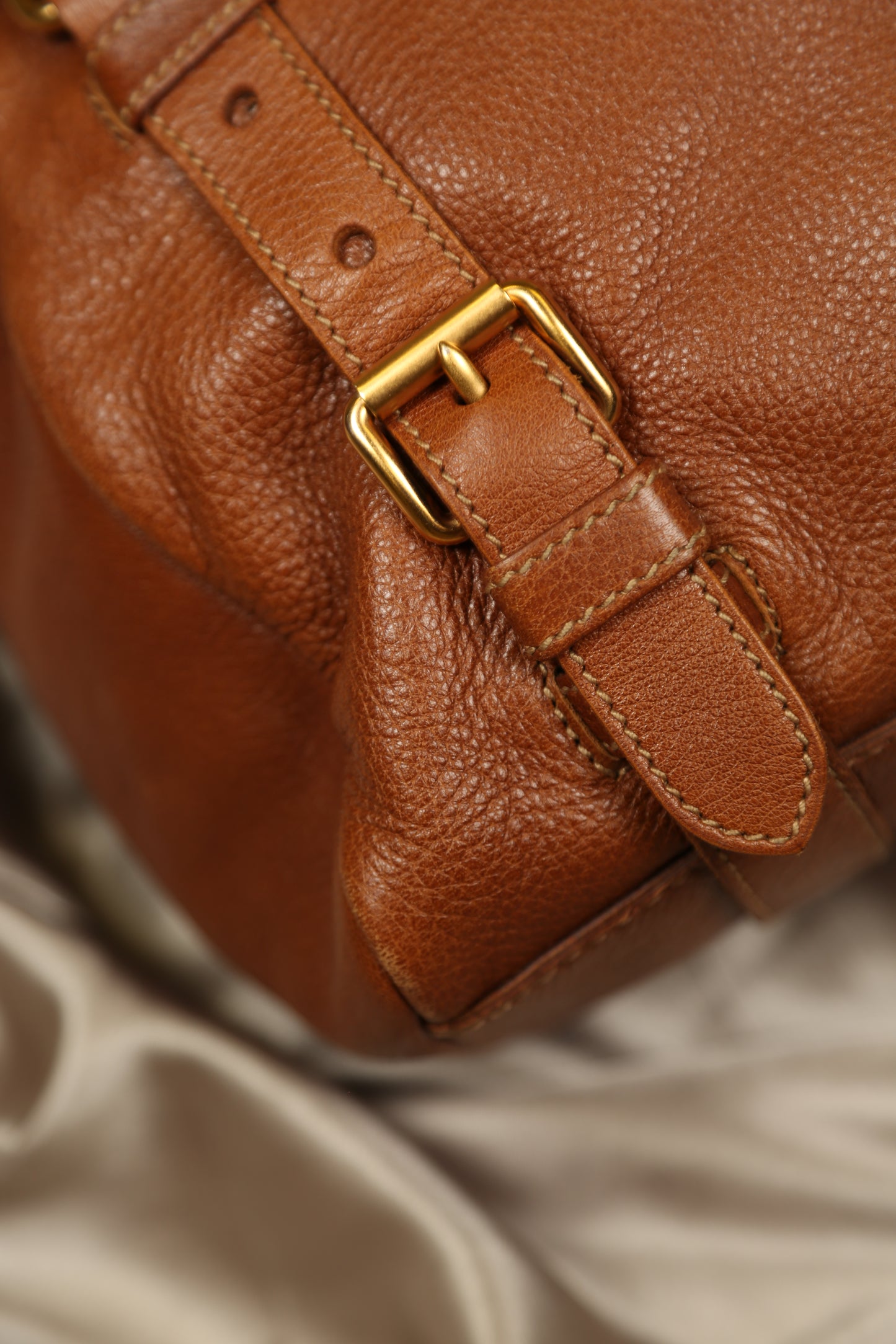 PRADA Cervo Brown Leather Shoulder bag