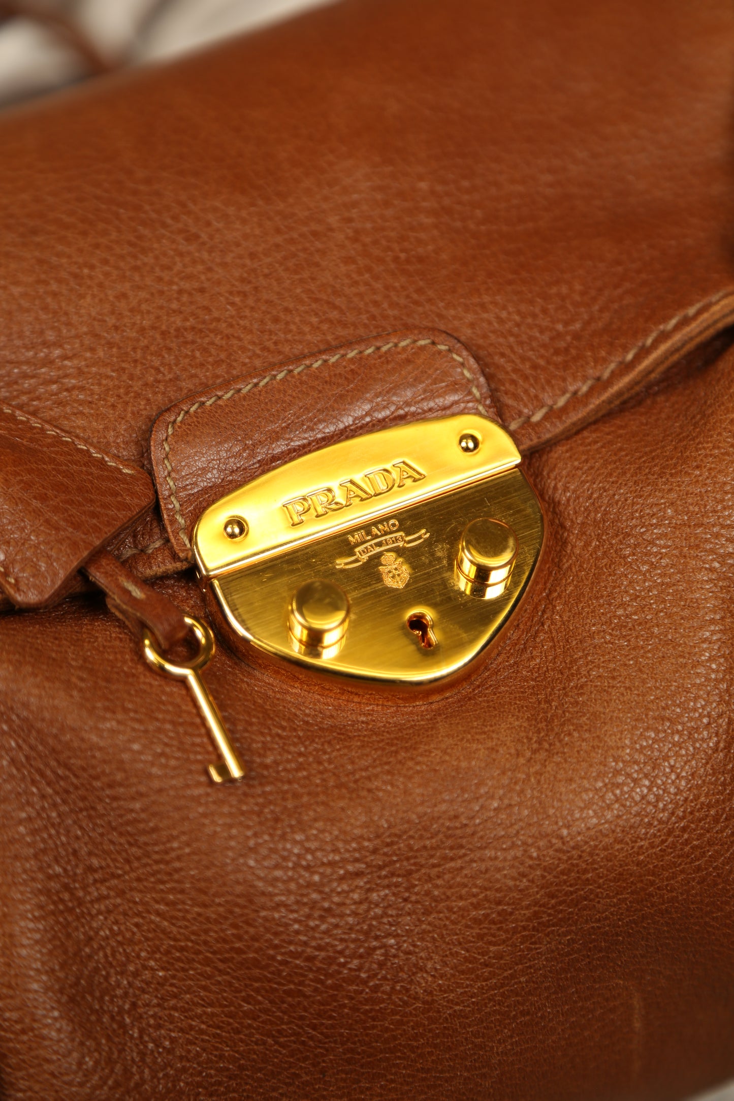 PRADA Cervo Brown Leather Shoulder bag