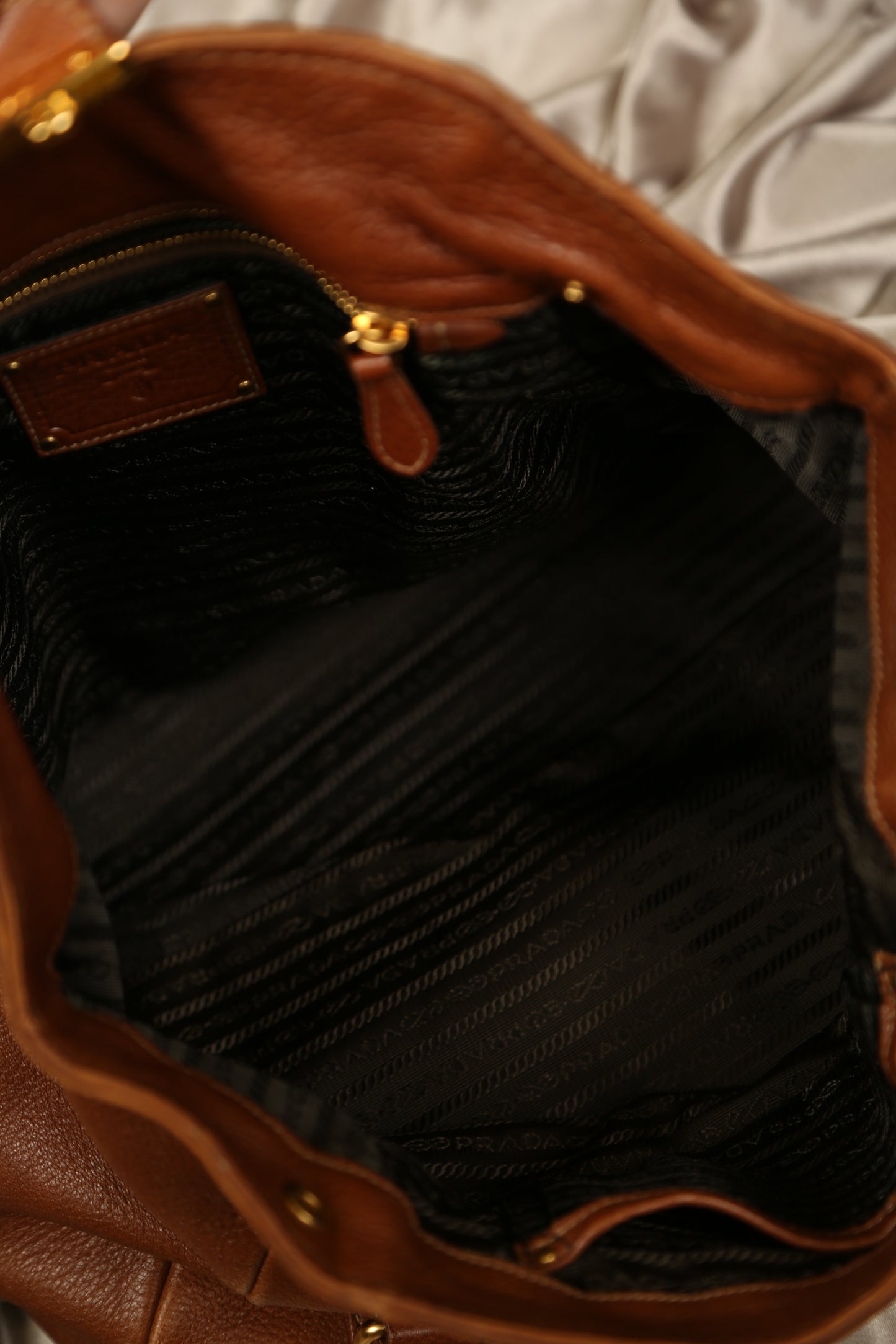 PRADA Cervo Brown Leather Shoulder bag