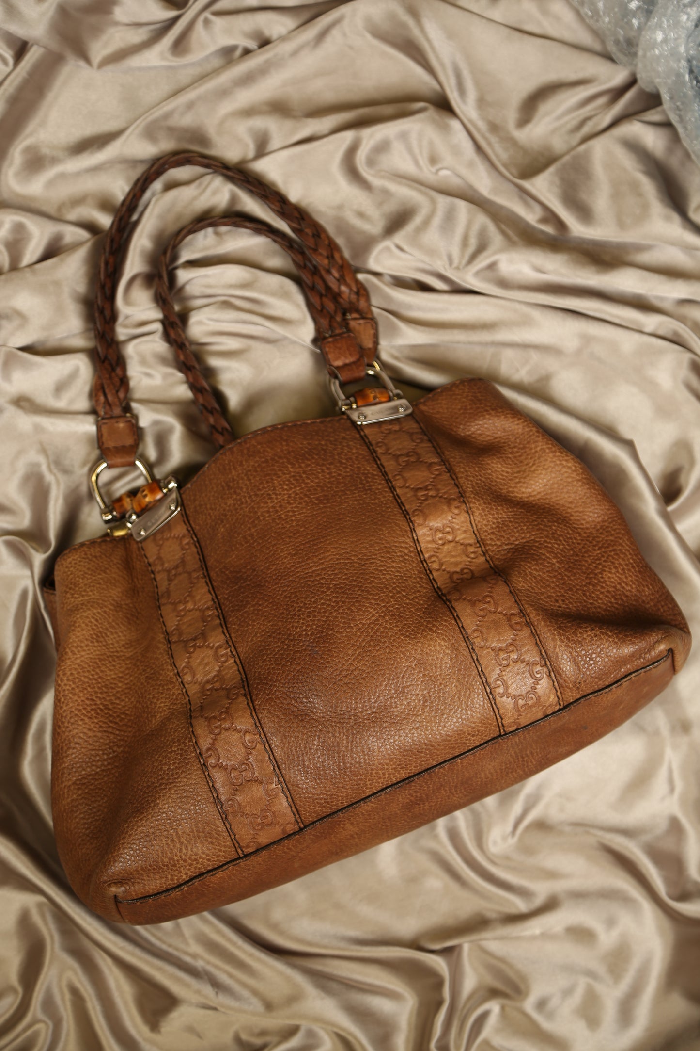 GUCCI Brown Leather Shoulder Bag