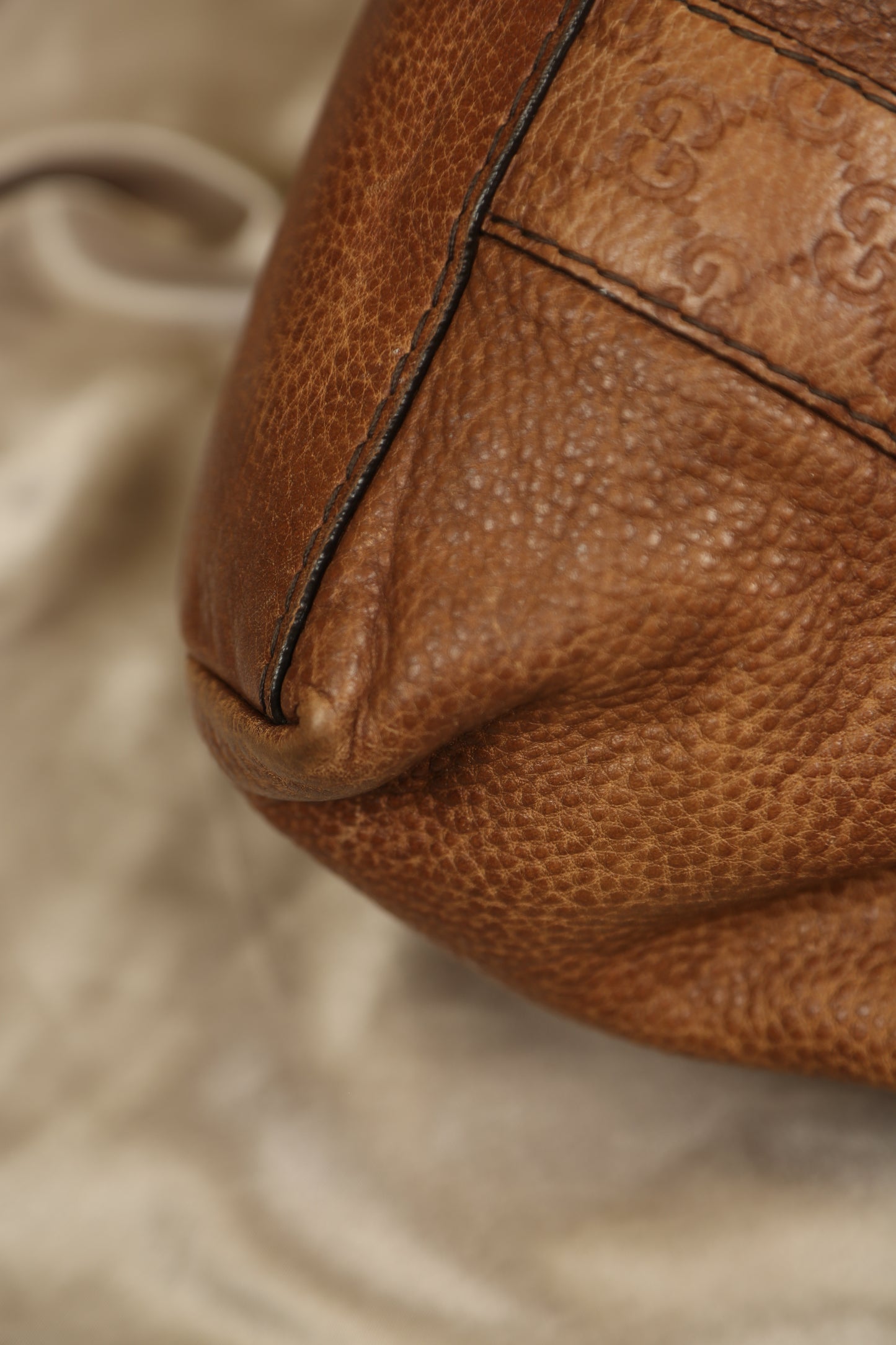 GUCCI Brown Leather Shoulder Bag