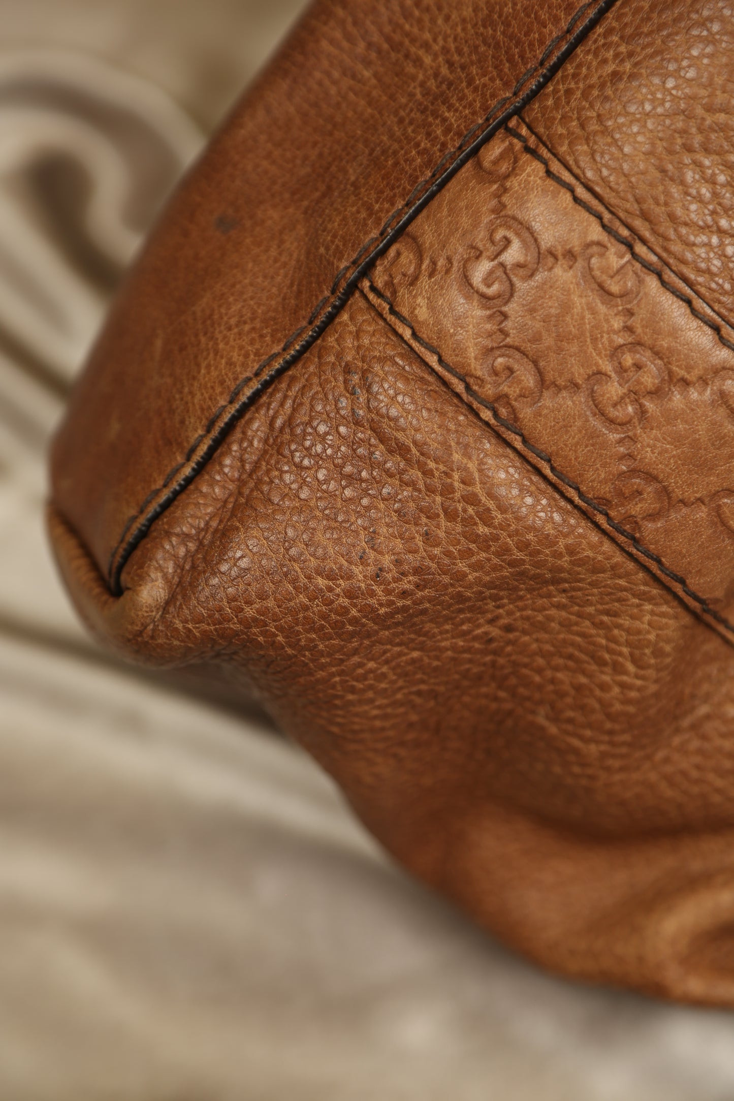 GUCCI Brown Leather Shoulder Bag