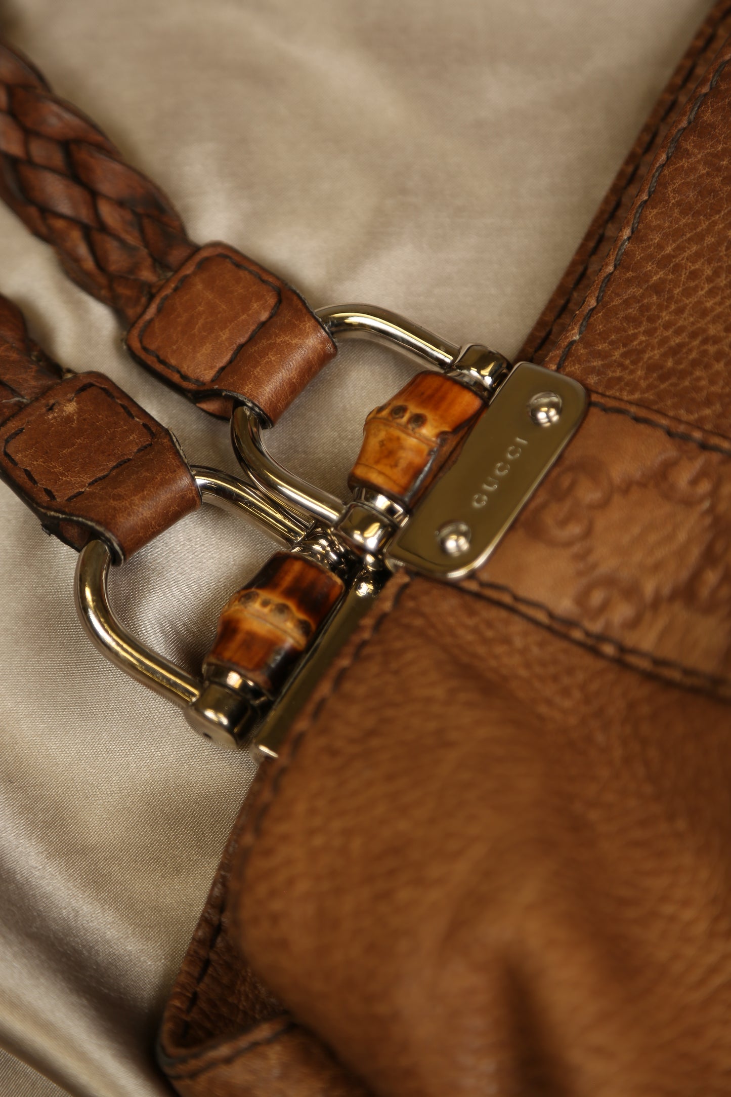 GUCCI Brown Leather Shoulder Bag