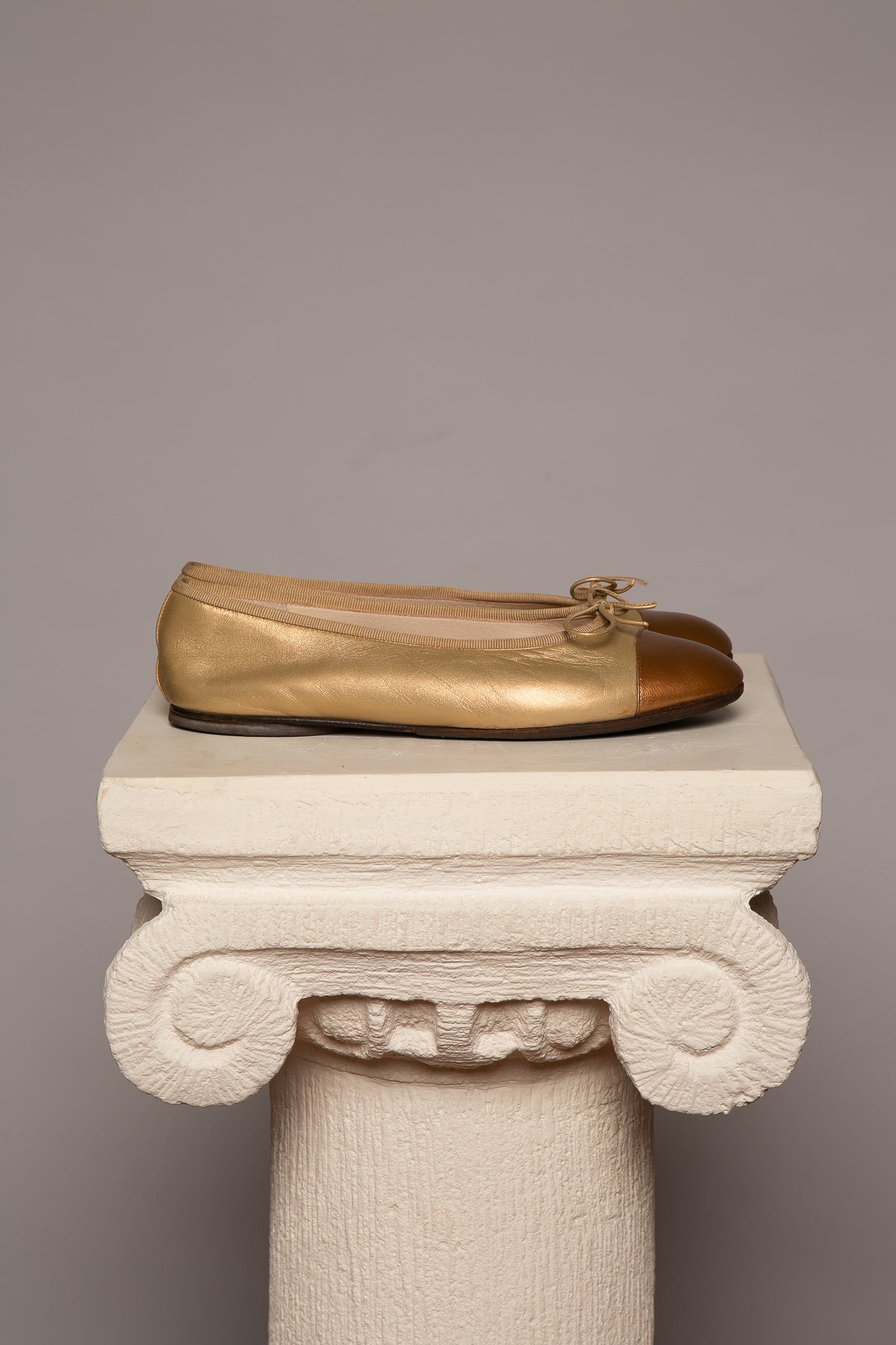 Rare CHANEL Gold Ballet Flats