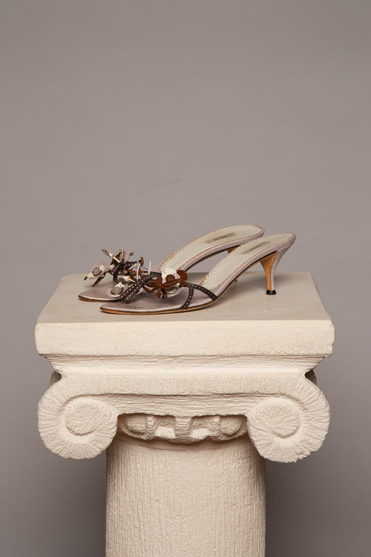 Prada Lilac Floral Sandals