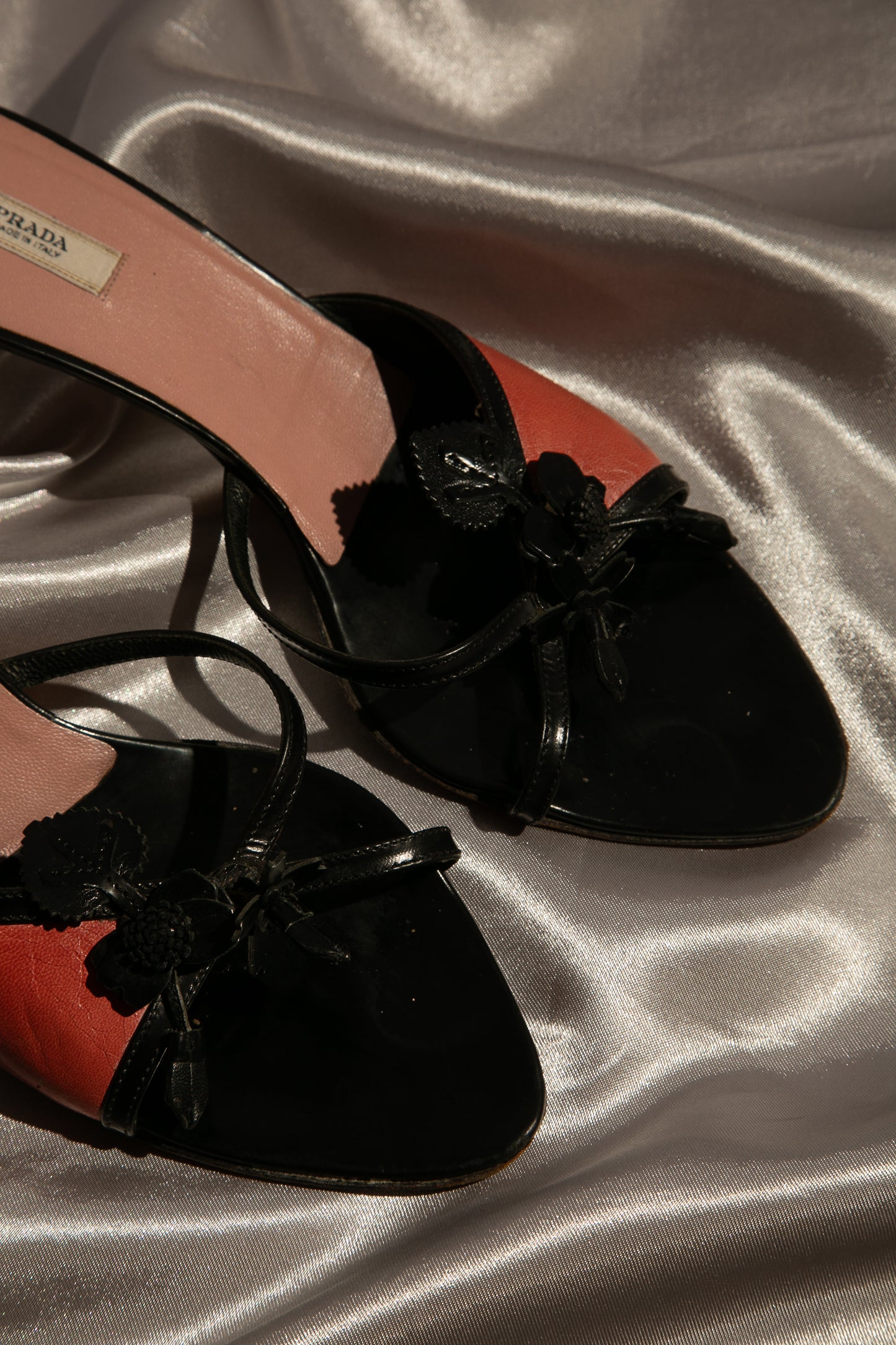 Extremely Rare Prada Pink & Black Floral Sandals