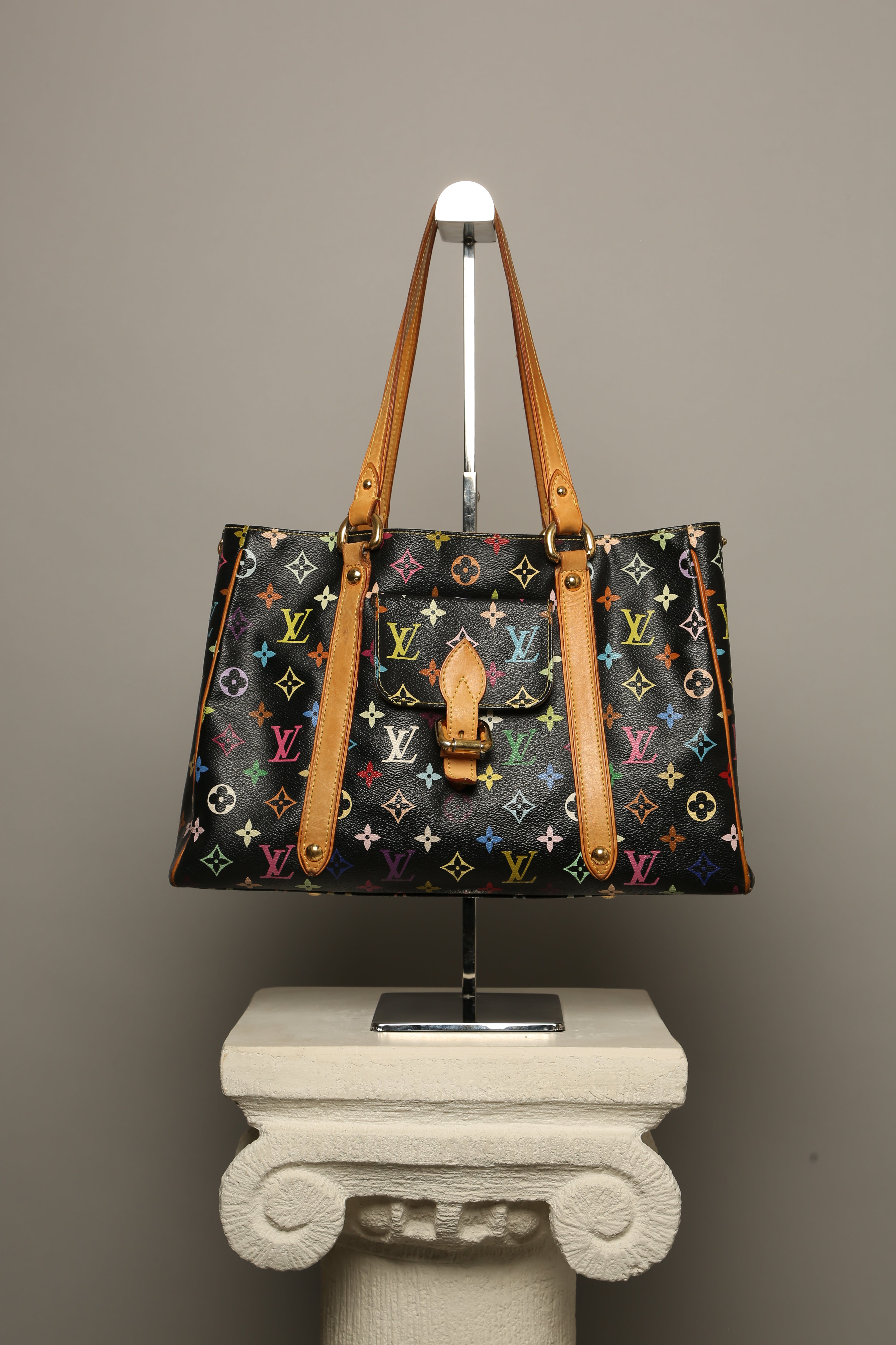 LOUIS VUITTON Aurelia MM Black Multicolor Monogram Tote Bag