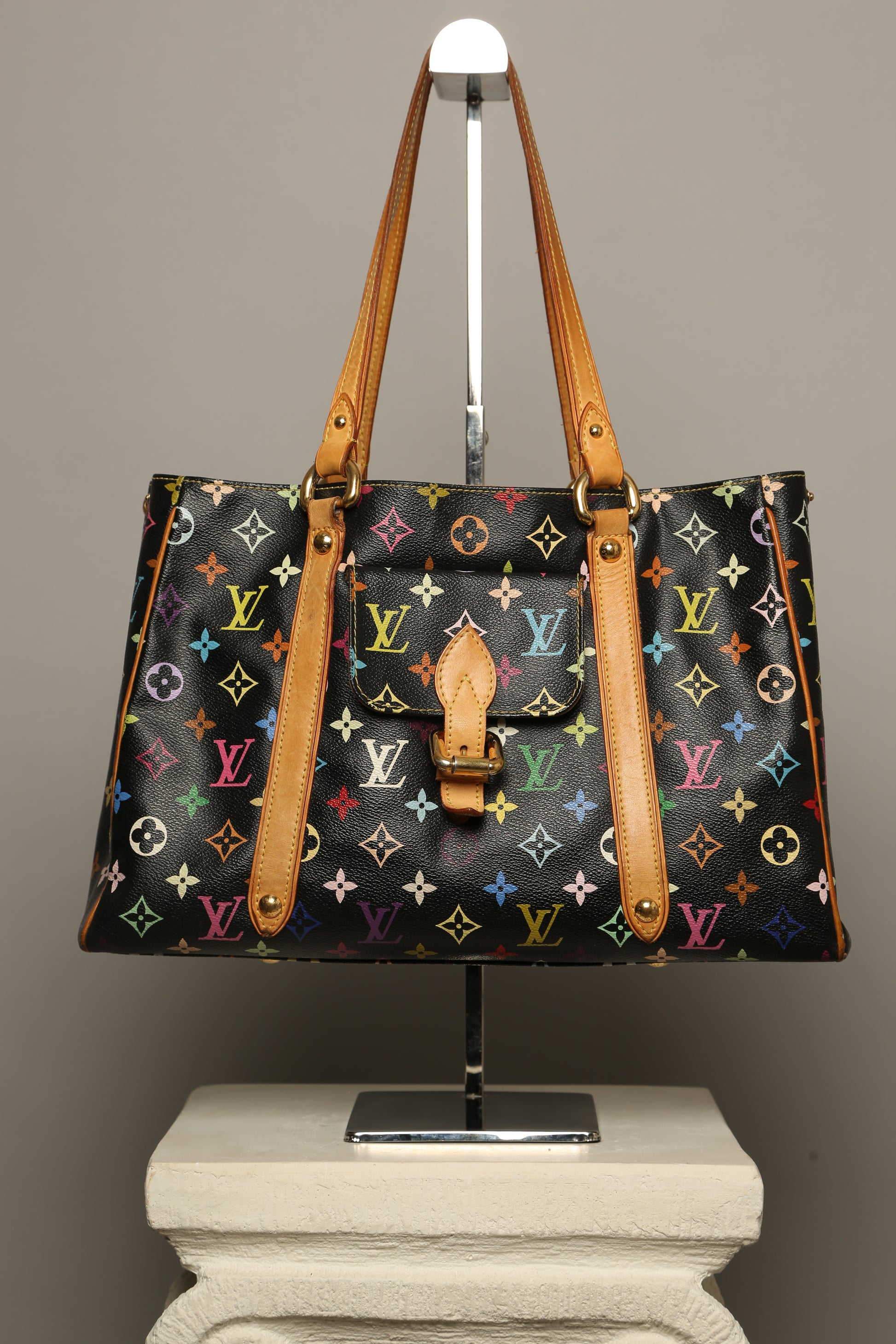 LOUIS VUITTON Aurelia MM Black Multicolor Monogram Tote Bag