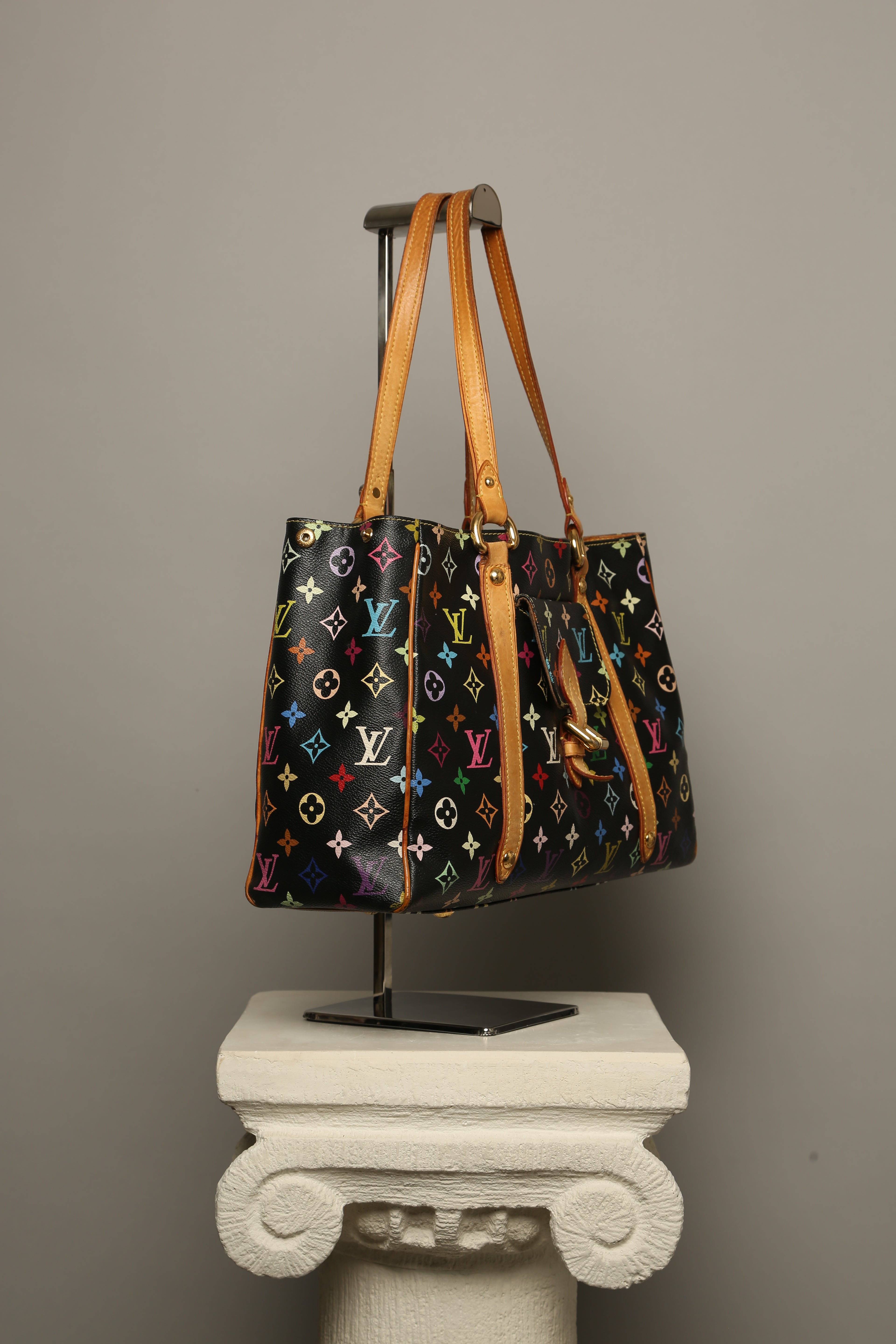 LOUIS VUITTON Aurelia MM Black Multicolor Monogram Tote Bag