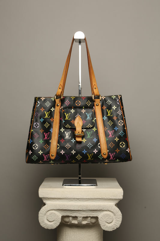 LOUIS VUITTON Aurelia MM Black Multicolor Monogram Tote Bag