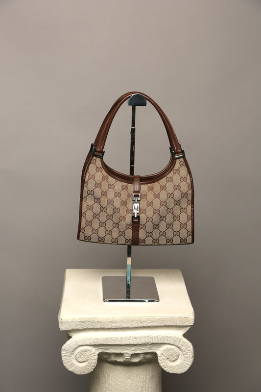 GUCCI GG Bardot Canvas Bag Chocolate Brown