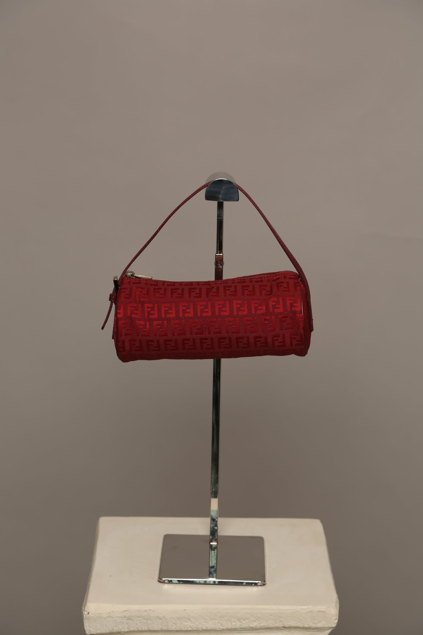 Rare FENDI Zucchino Barrel Pochette Red