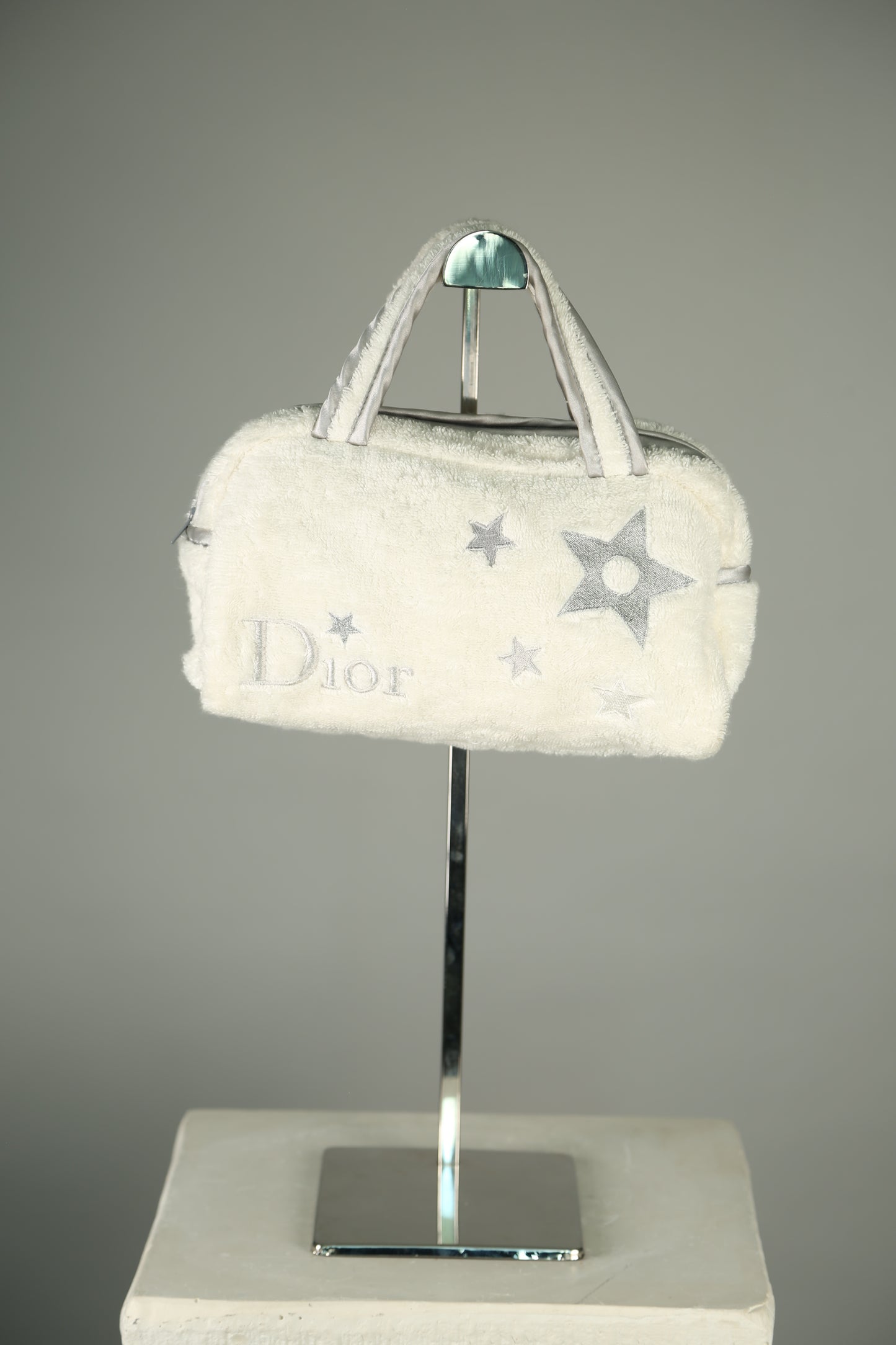 Y2K CHRISTIAN DIOR Terry Cloth Trotter Boston Bag White