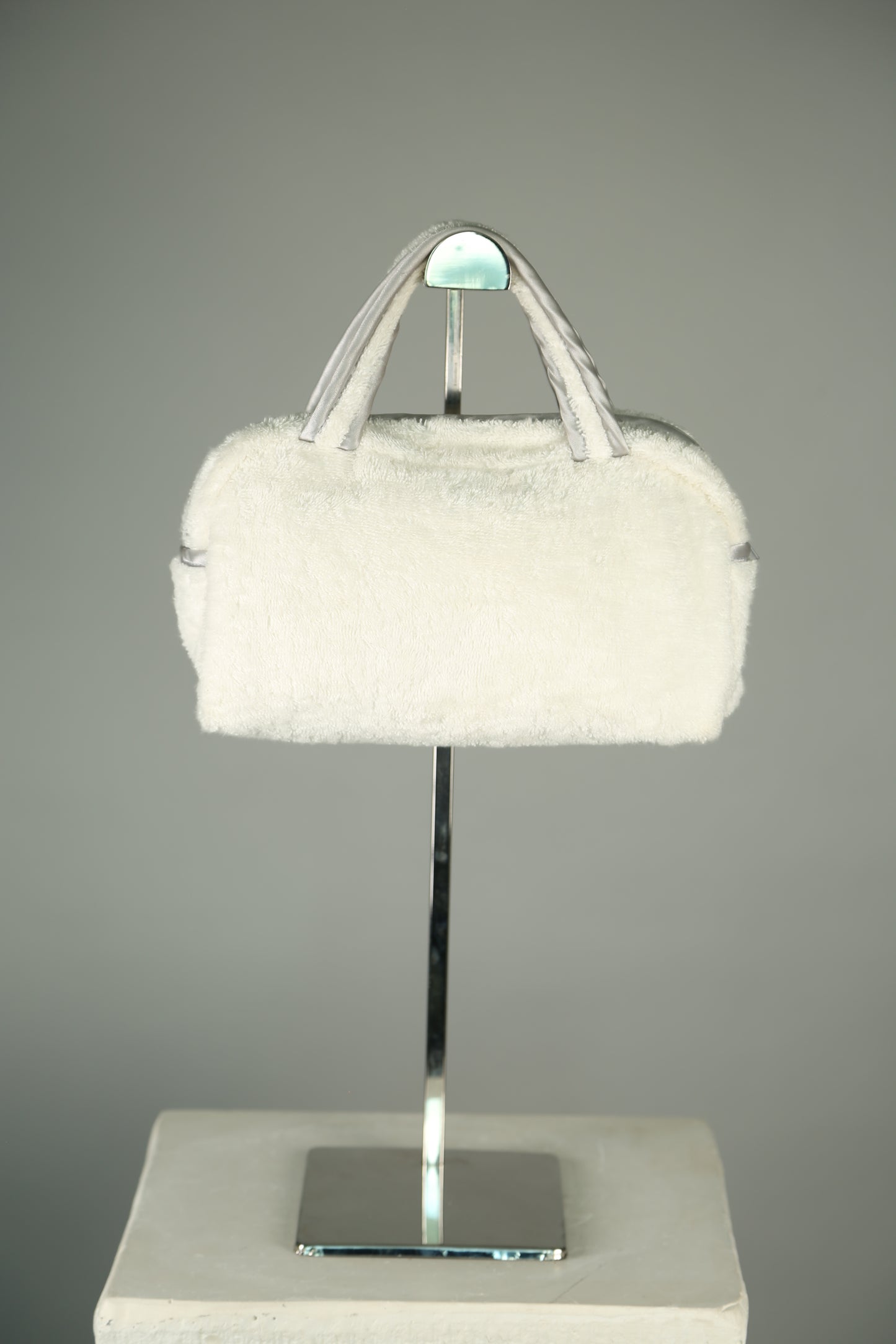 Y2K CHRISTIAN DIOR Terry Cloth Trotter Boston Bag White