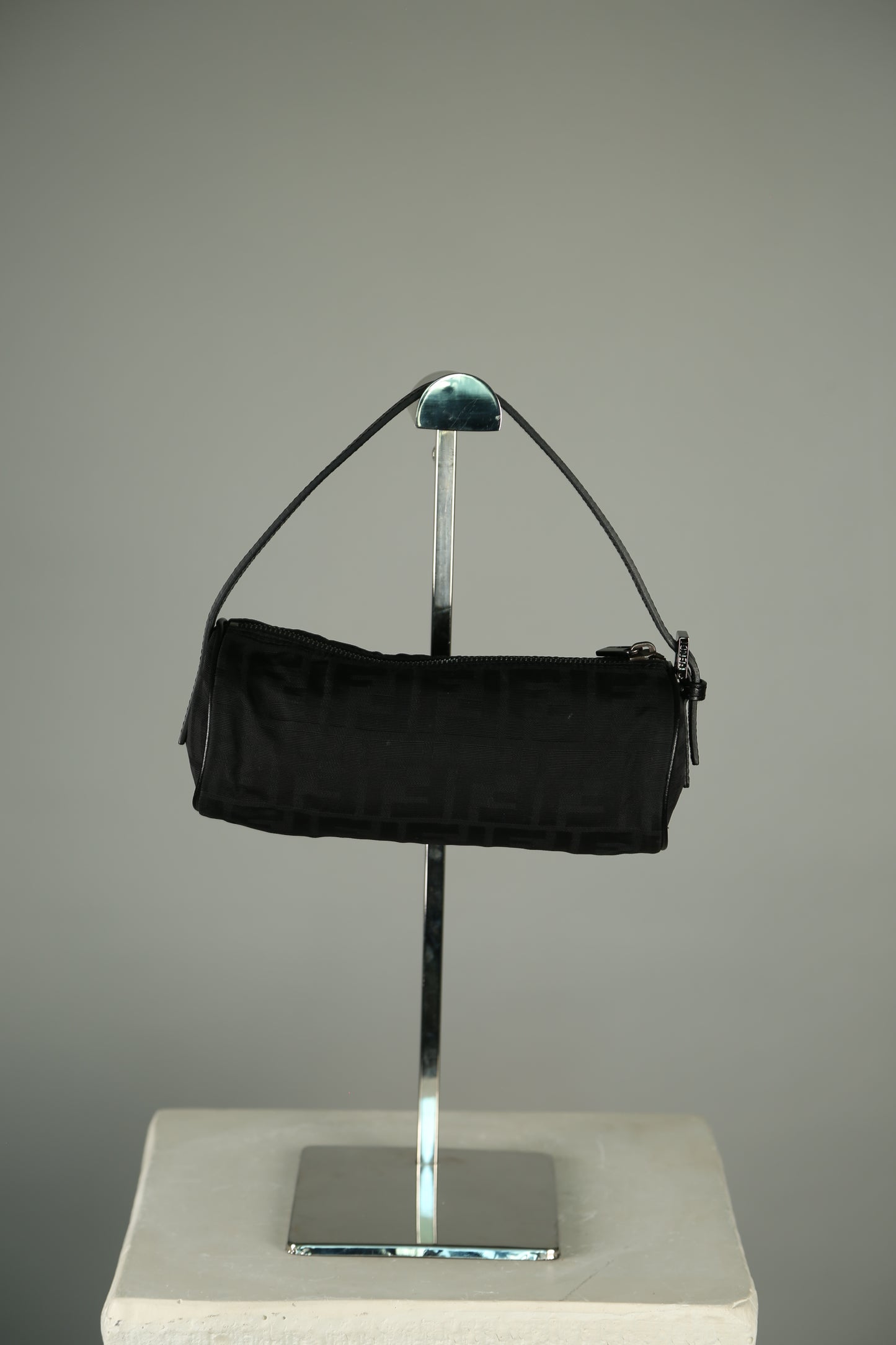 Rare FENDI Zucca Barrel bag Black