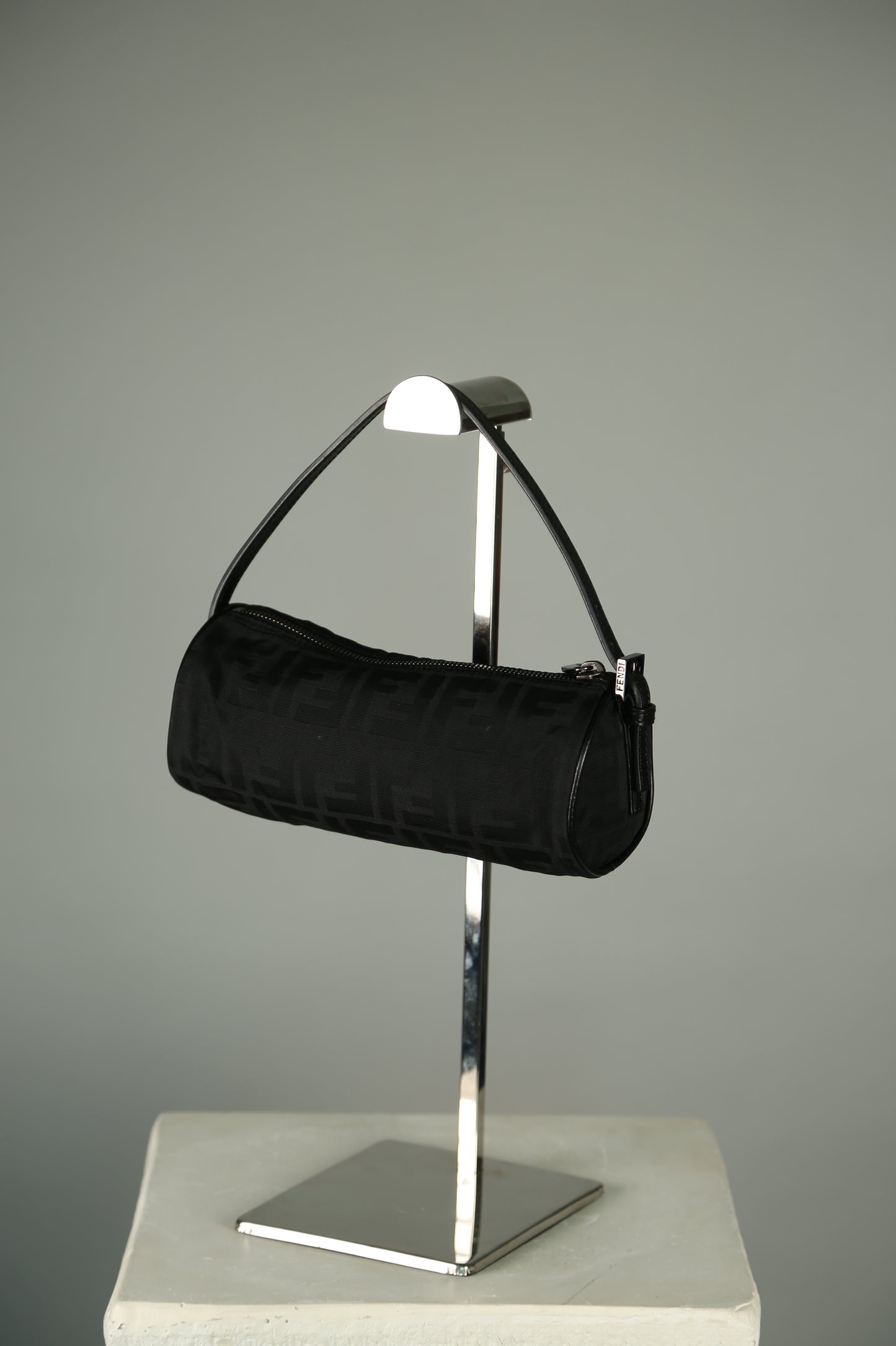 Rare FENDI Zucca Barrel bag Black