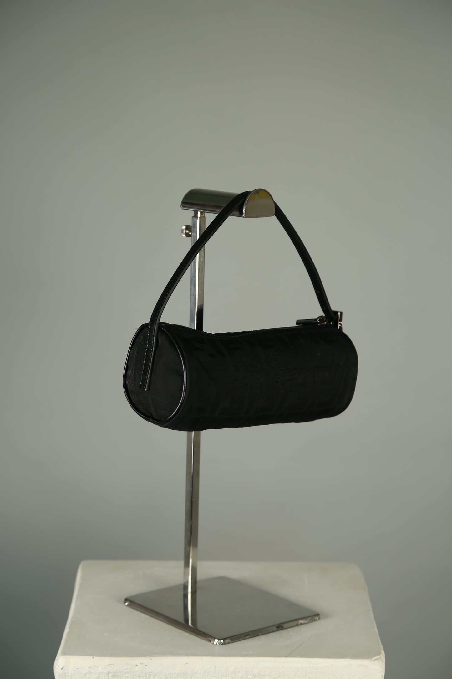 Rare FENDI Zucca Barrel bag Black