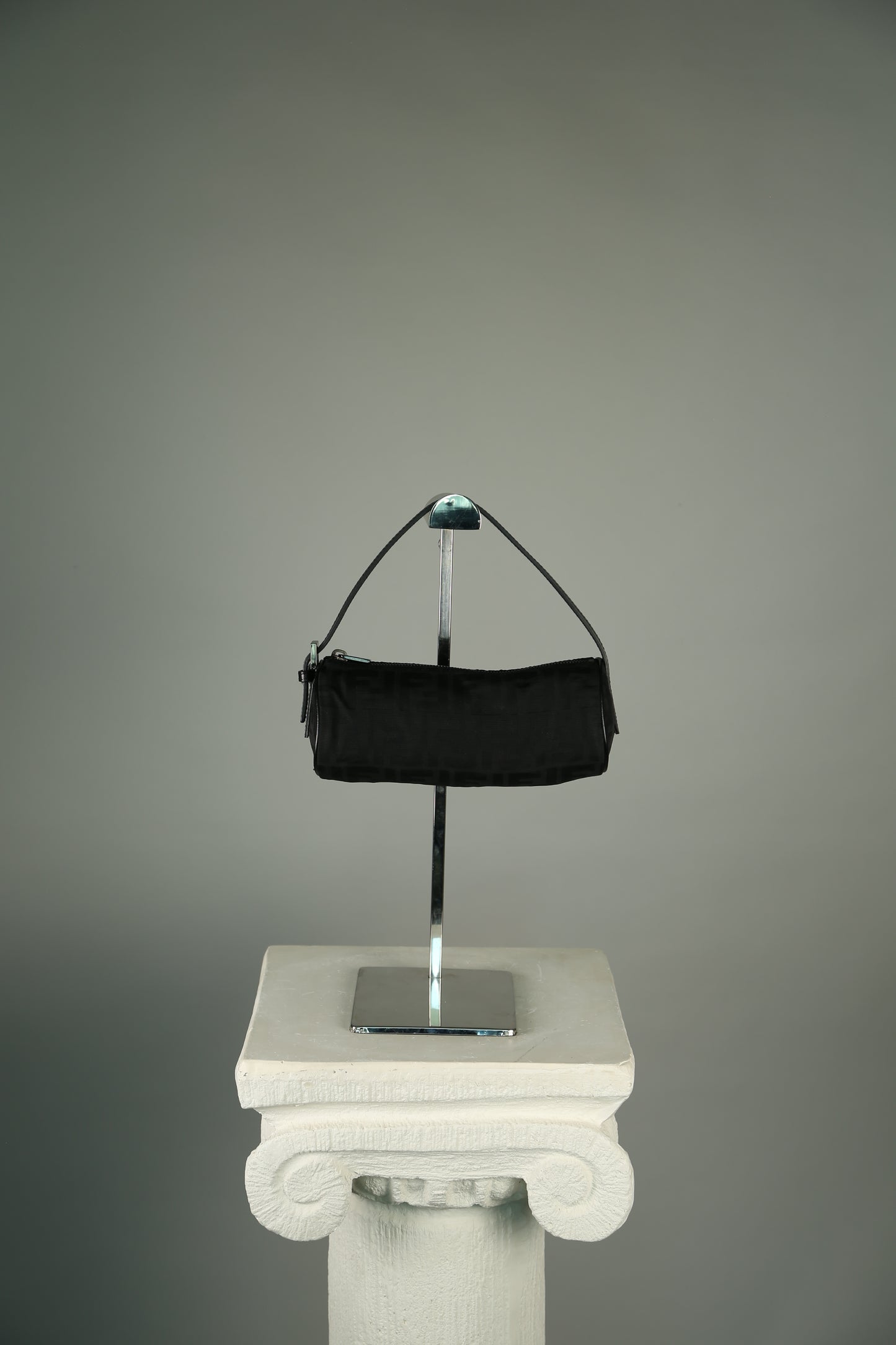 Rare FENDI Zucca Barrel bag Black