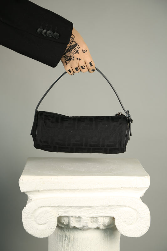 Rare FENDI Zucca Barrel bag Black