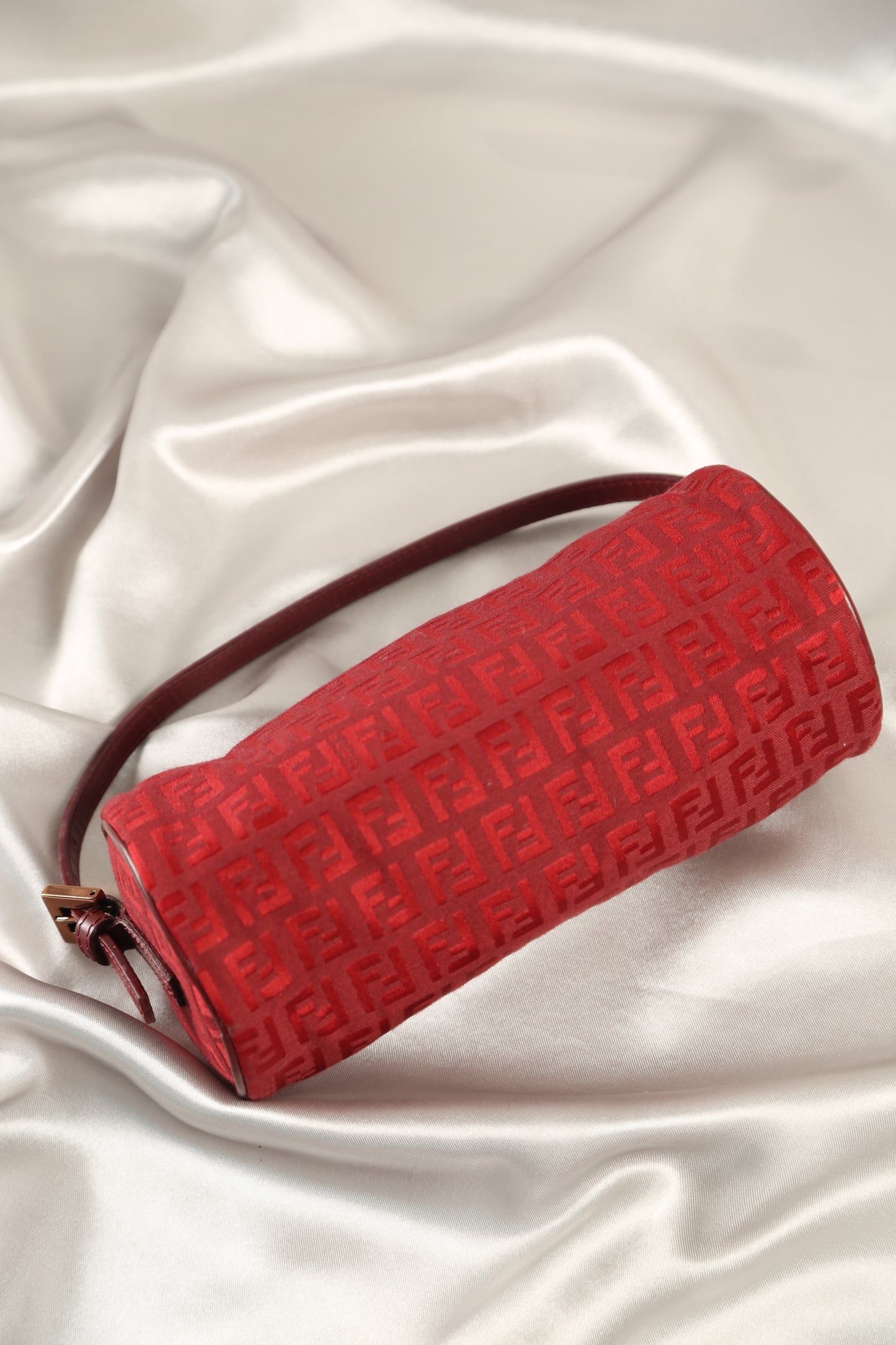 Rare FENDI Zucchino Barrel Pochette Red