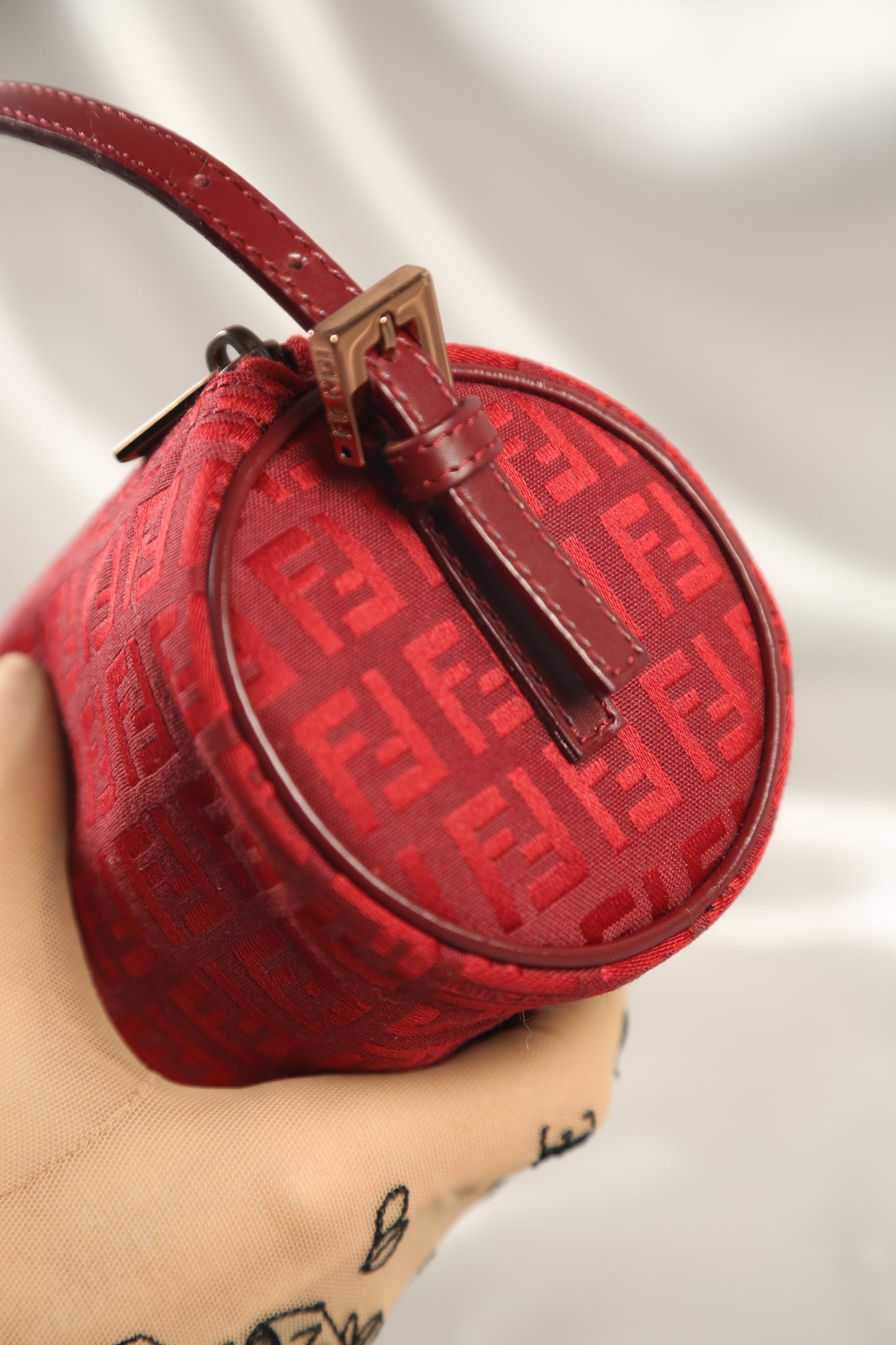Rare FENDI Zucchino Barrel Pochette Red