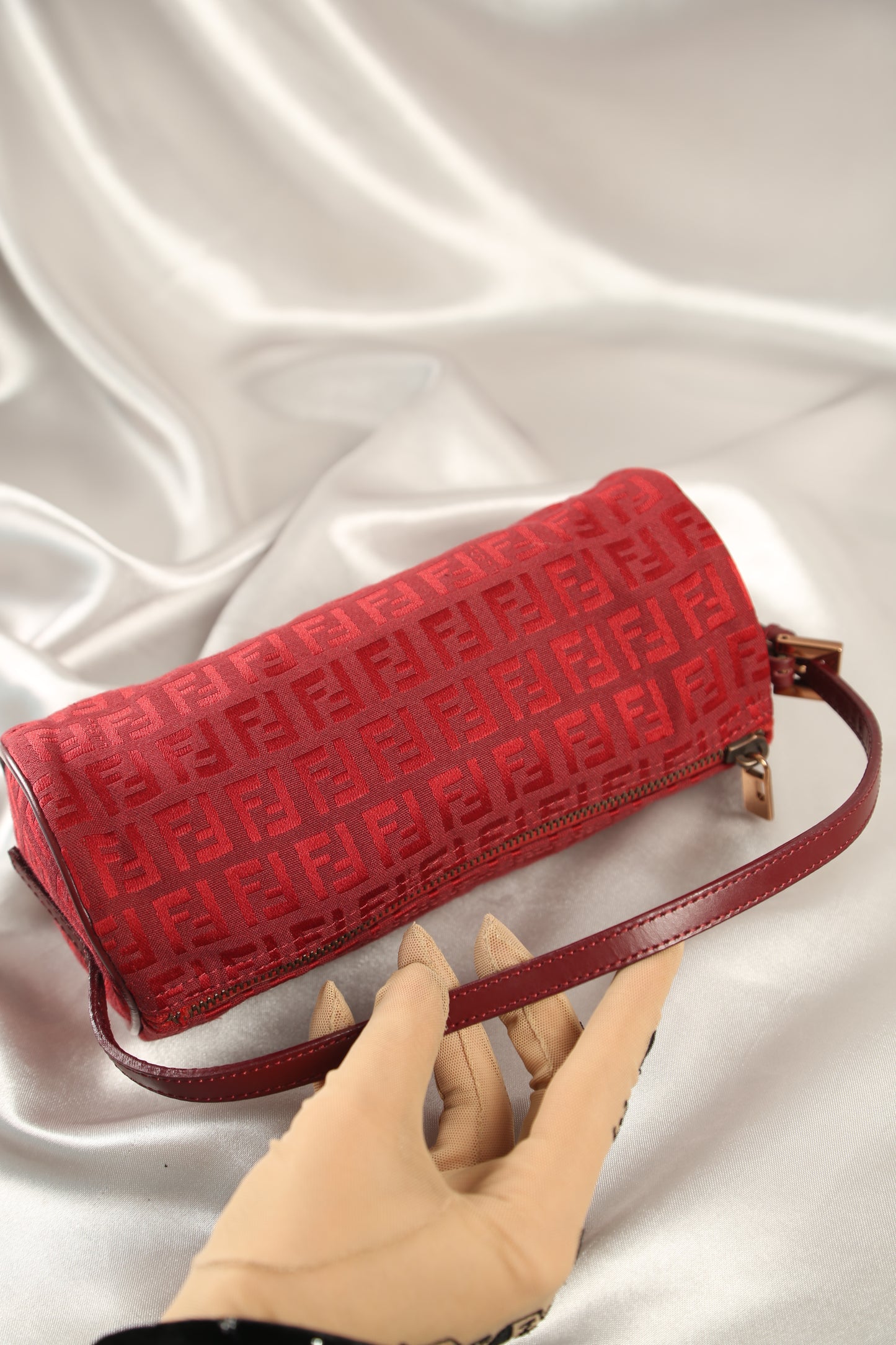 Rare FENDI Zucchino Barrel Pochette Red