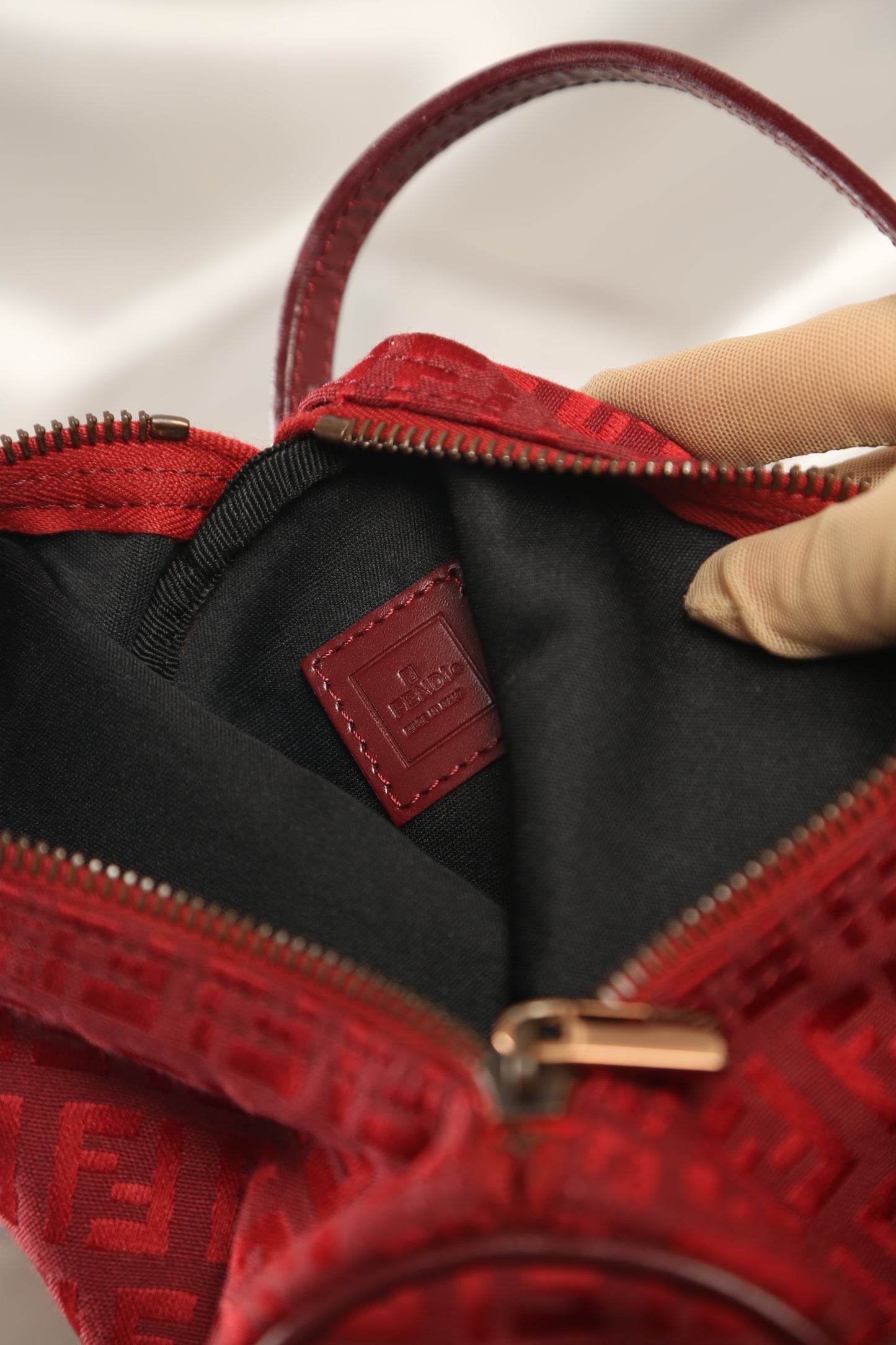 Rare FENDI Zucchino Barrel Pochette Red