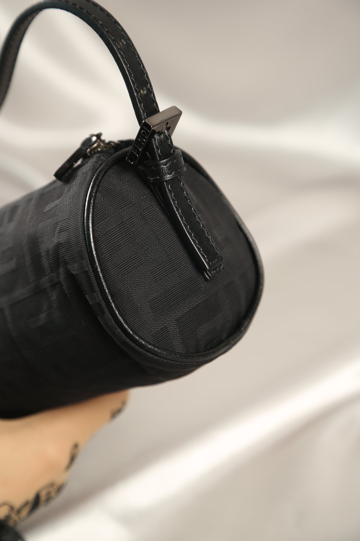 Rare FENDI Zucca Barrel bag Black