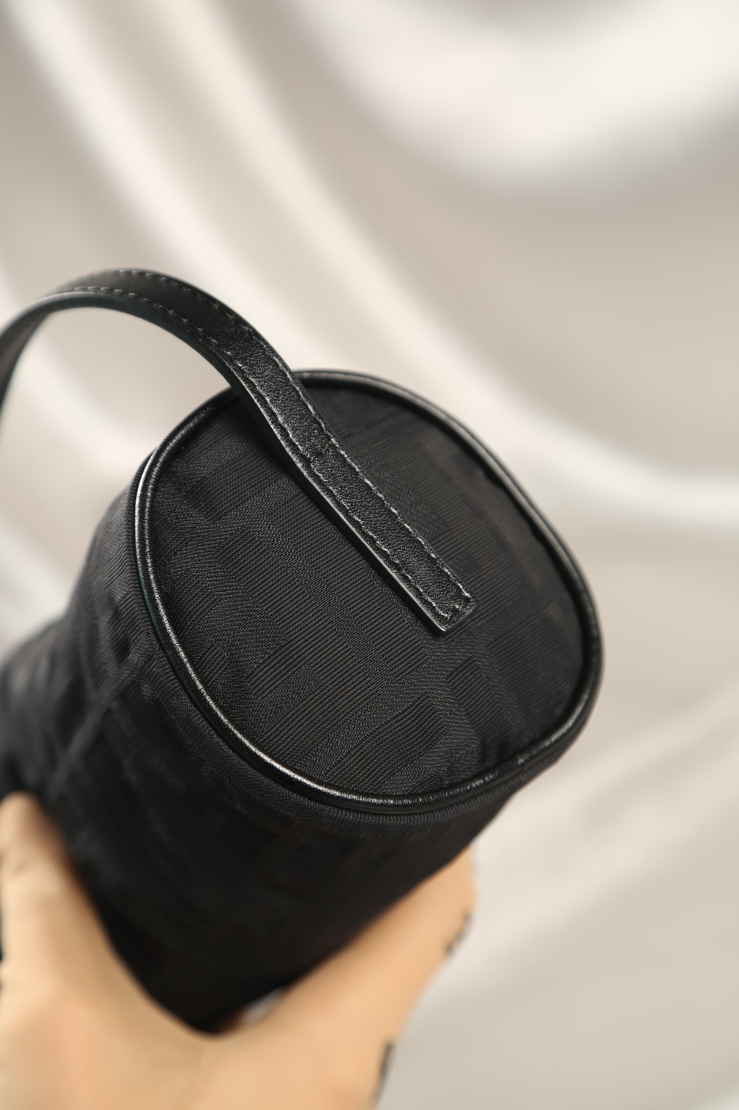 Rare FENDI Zucca Barrel bag Black