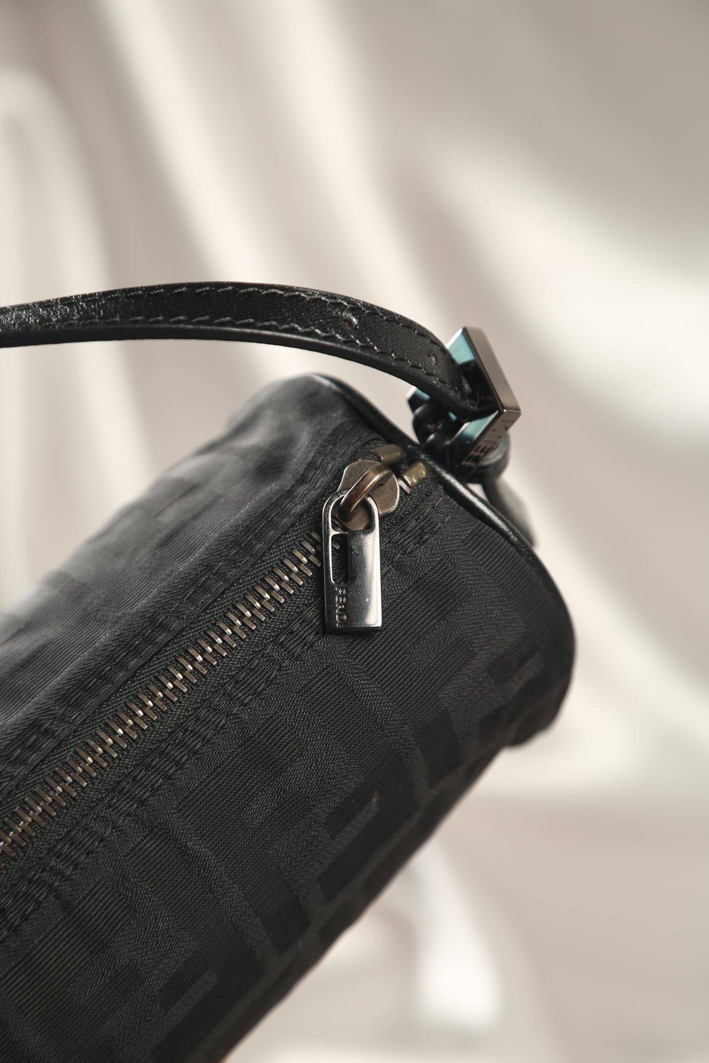 Rare FENDI Zucca Barrel bag Black