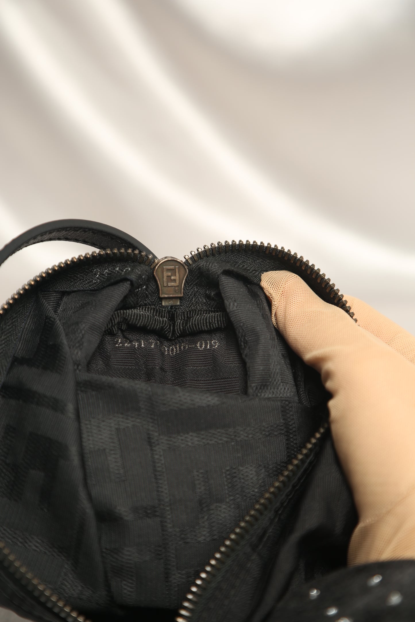 Rare FENDI Zucca Barrel bag Black