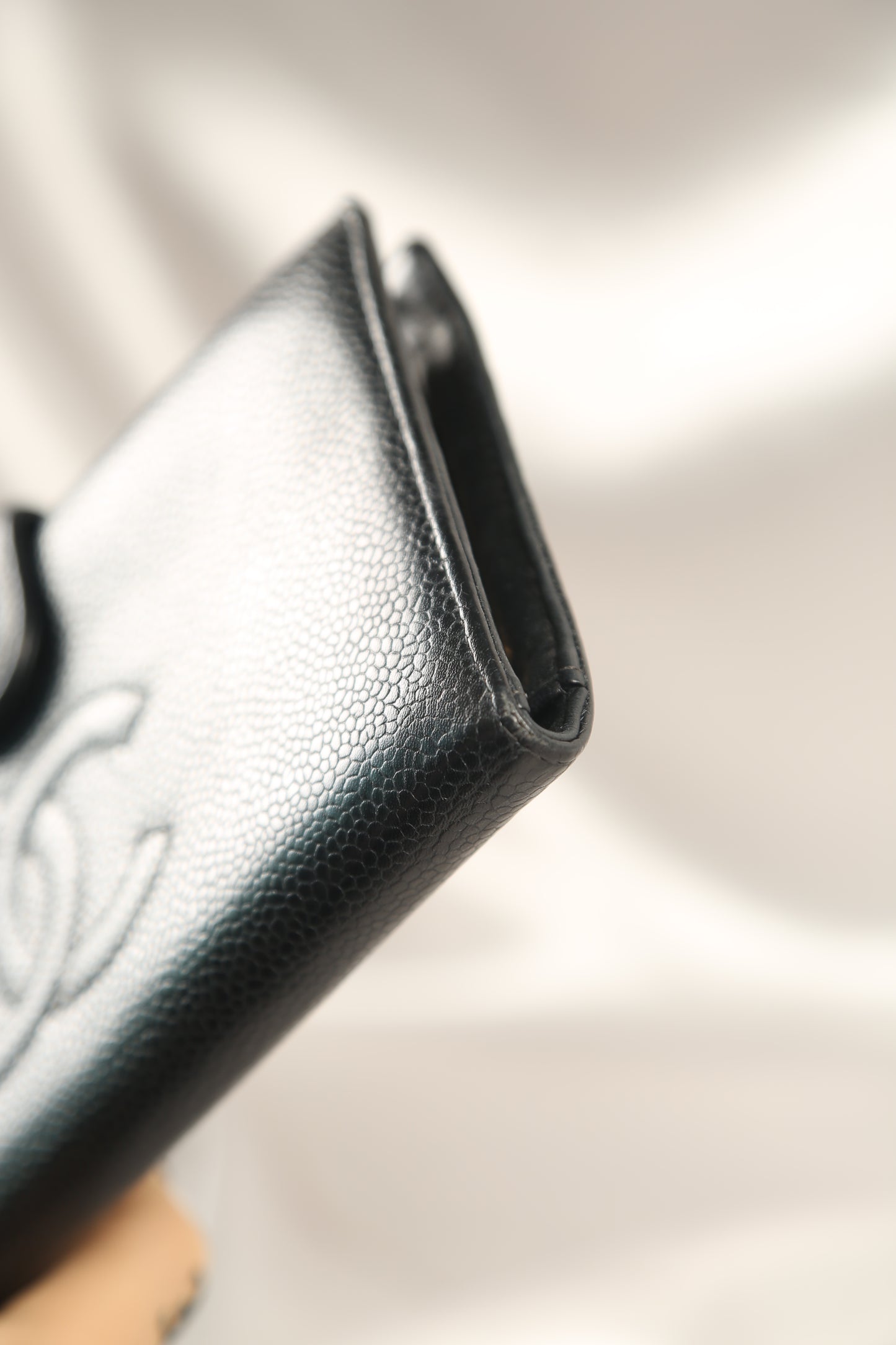 CHANEL Caviar Long Wallet Black