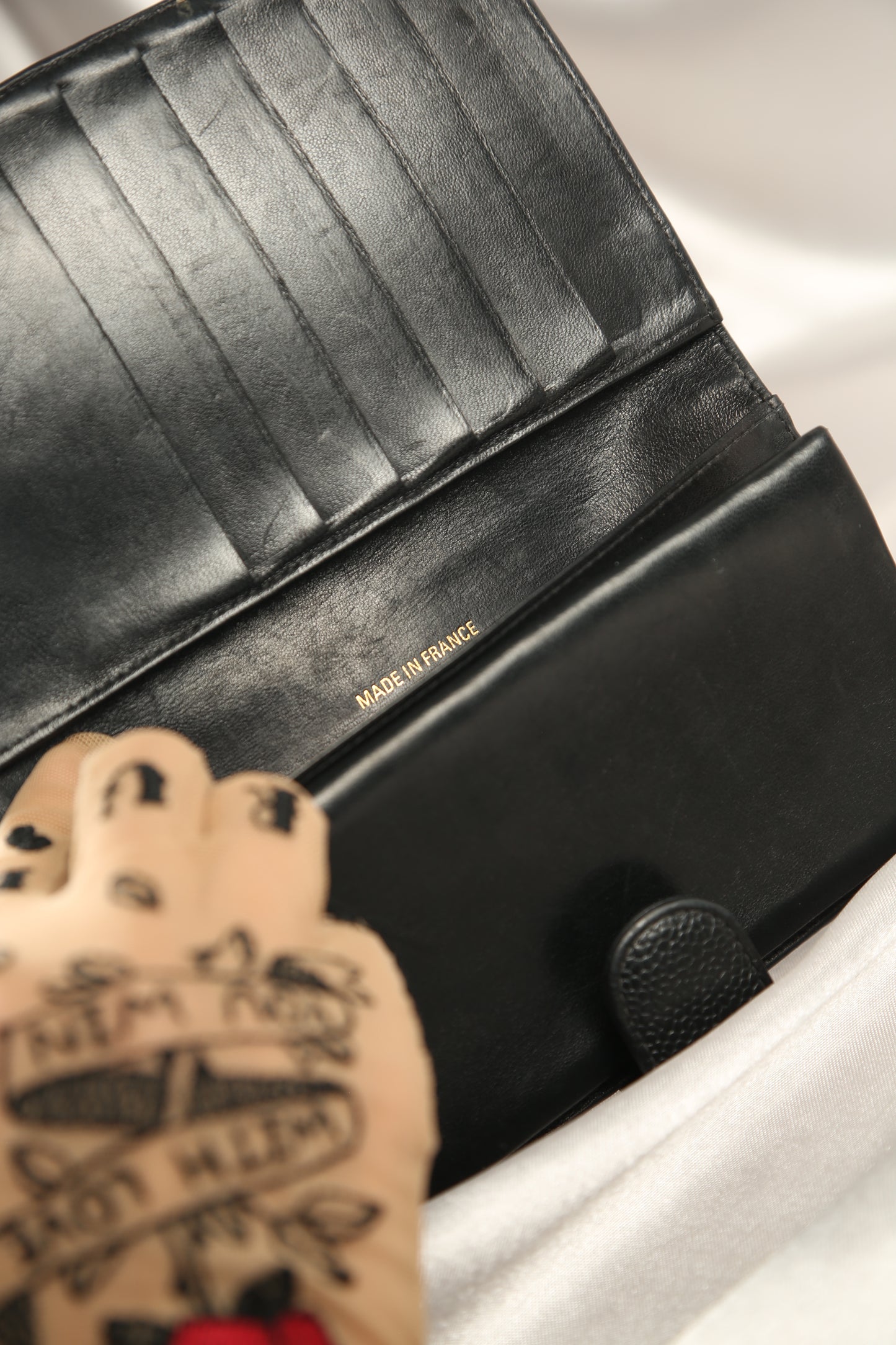 CHANEL Caviar Long Wallet Black