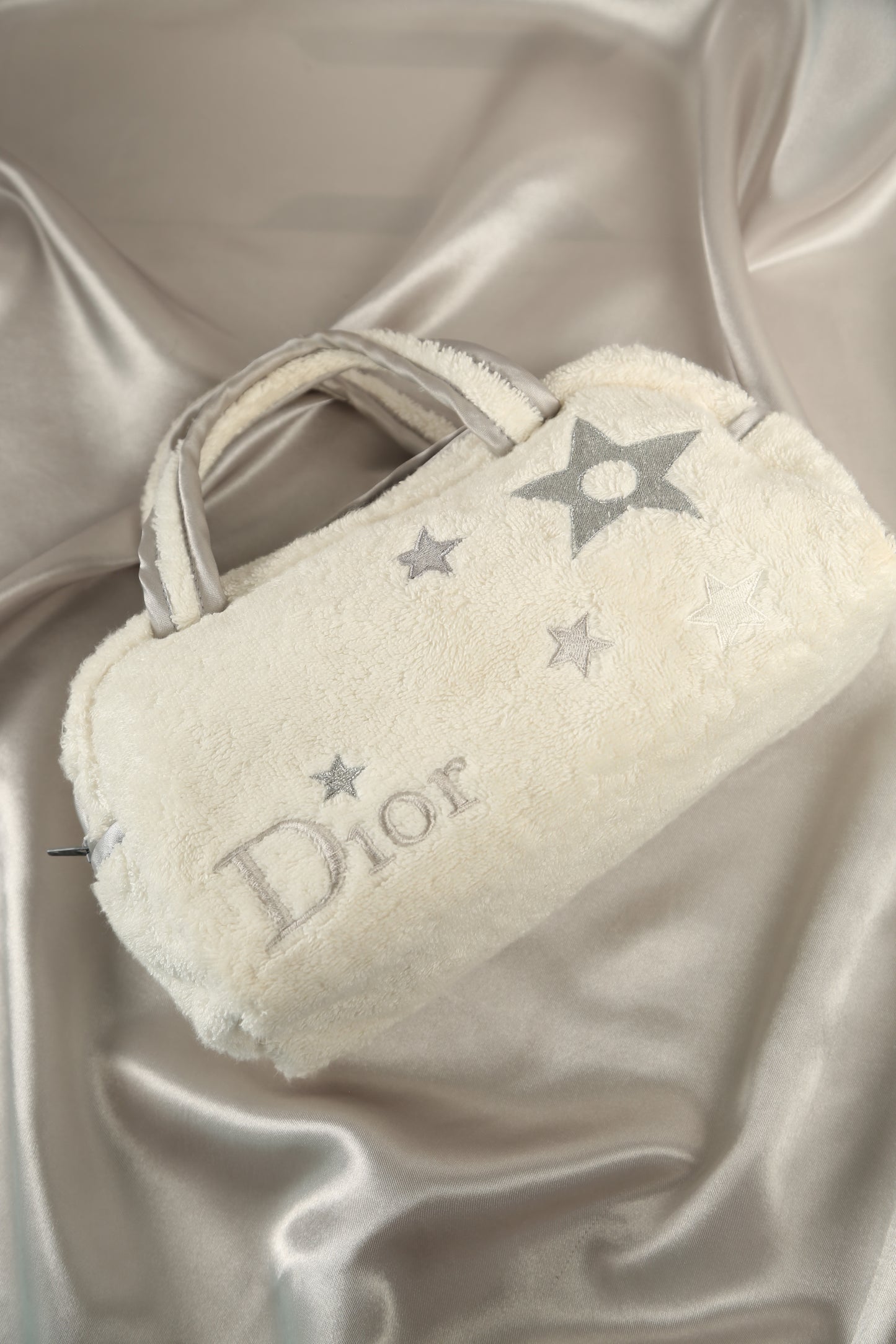 Y2K CHRISTIAN DIOR Terry Cloth Trotter Boston Bag White