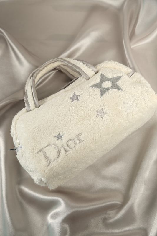 Y2K CHRISTIAN DIOR Terry Cloth Trotter Boston Bag White
