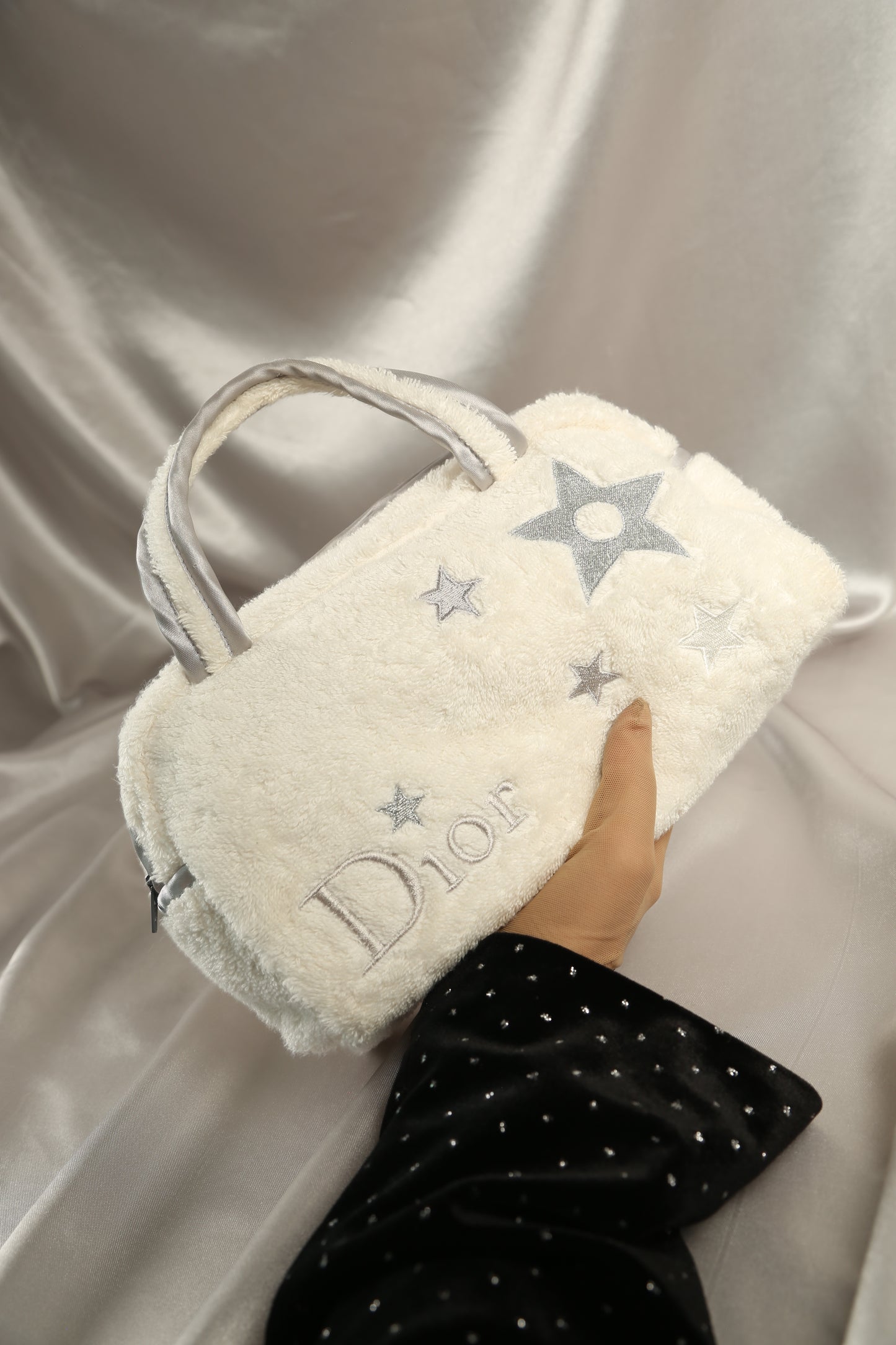 Y2K CHRISTIAN DIOR Terry Cloth Trotter Boston Bag White