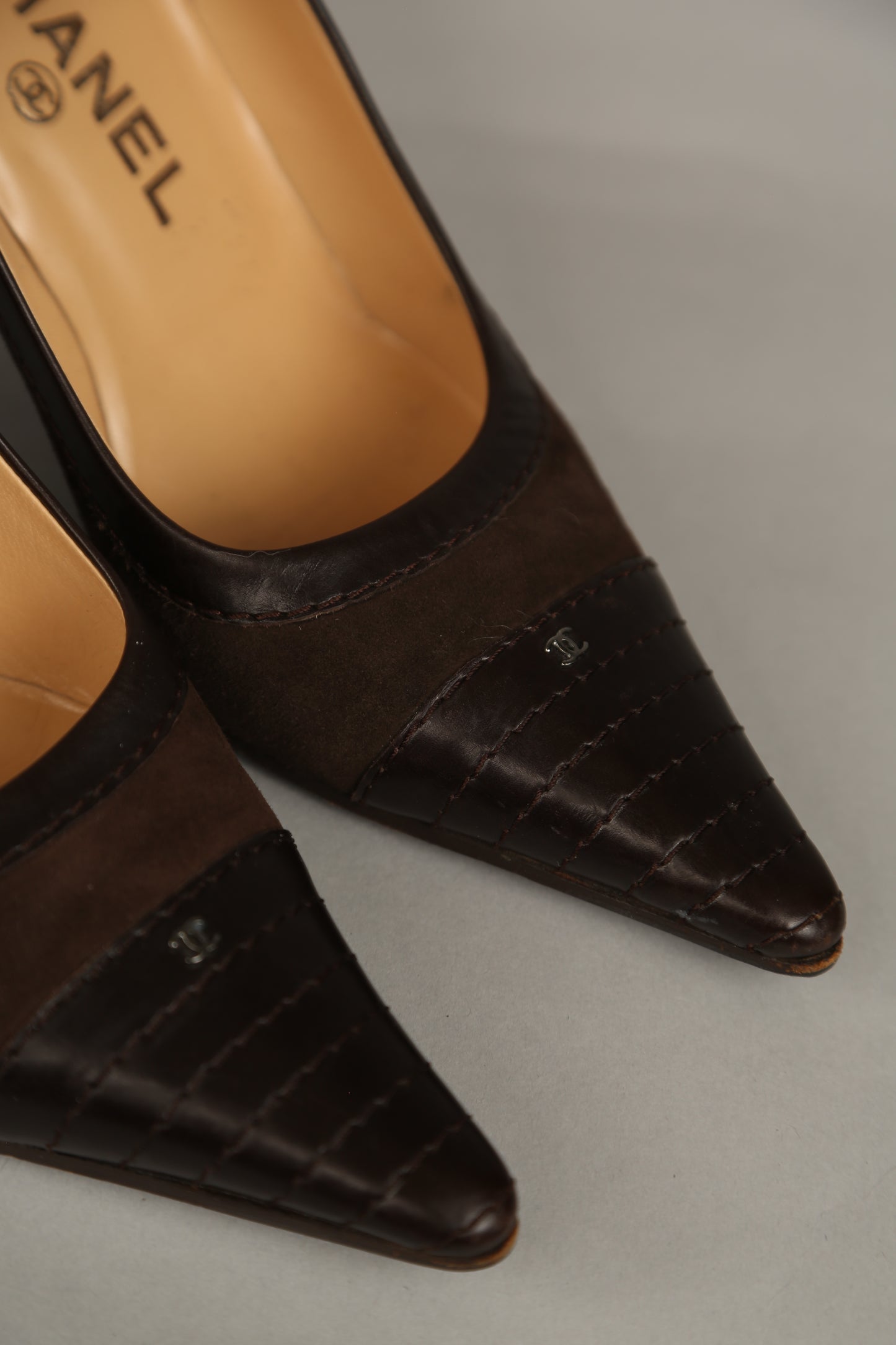 Rare CHANEL Brown Suede Heels